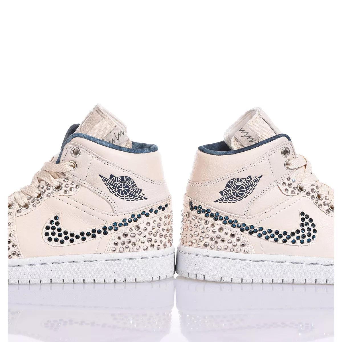 Custom Air Jordan 1 Beige Rhinestone
