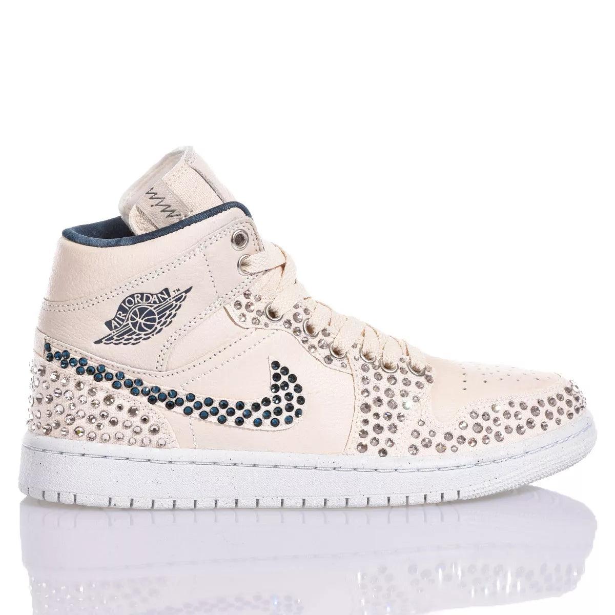 Custom Air Jordan 1 Beige Rhinestone