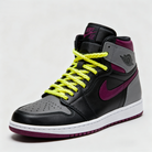 Custom Air Jordan 1 Black Gray Burgundy With Yellow Laces-shecustomize