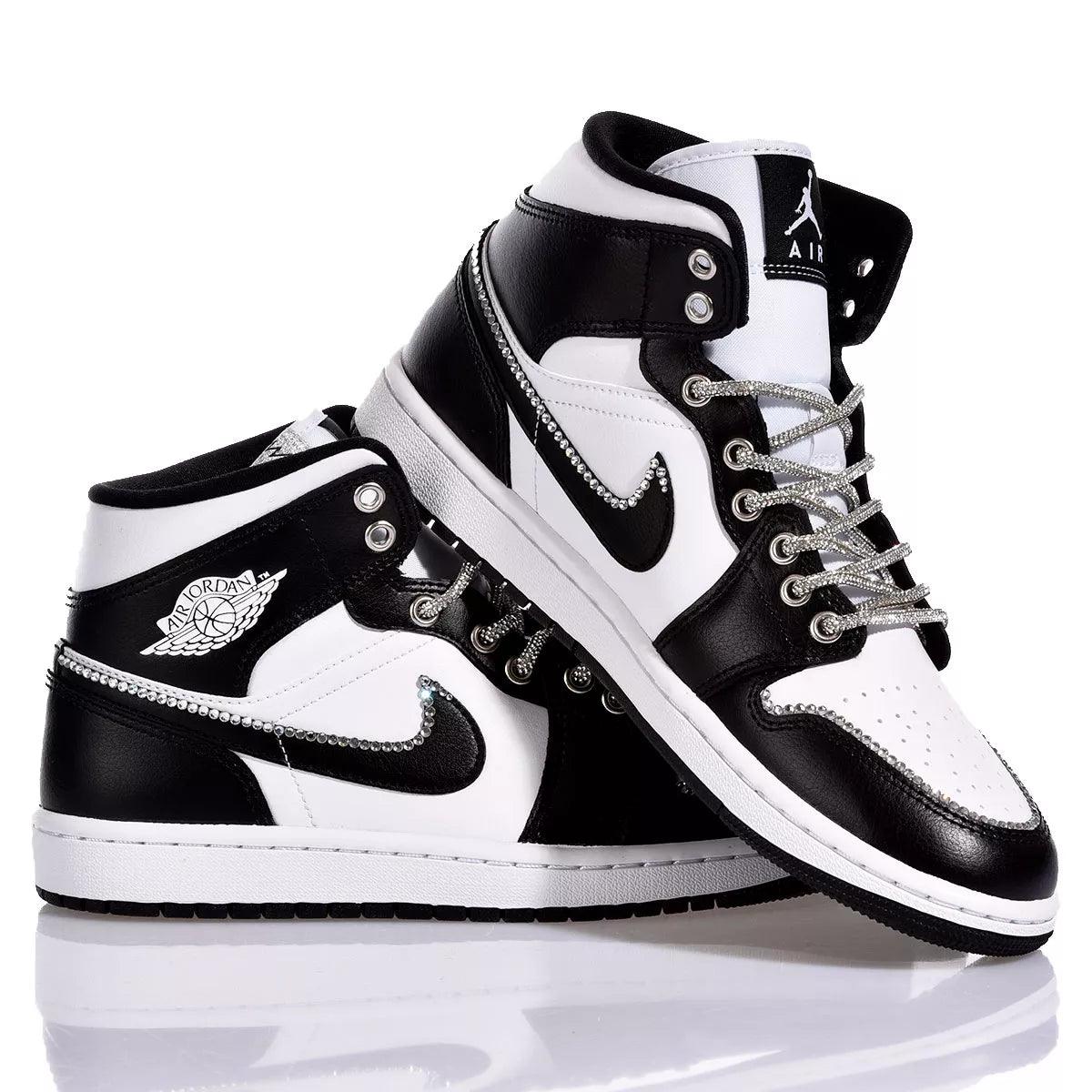 Custom Air Jordan 1 Black White Rhinestone