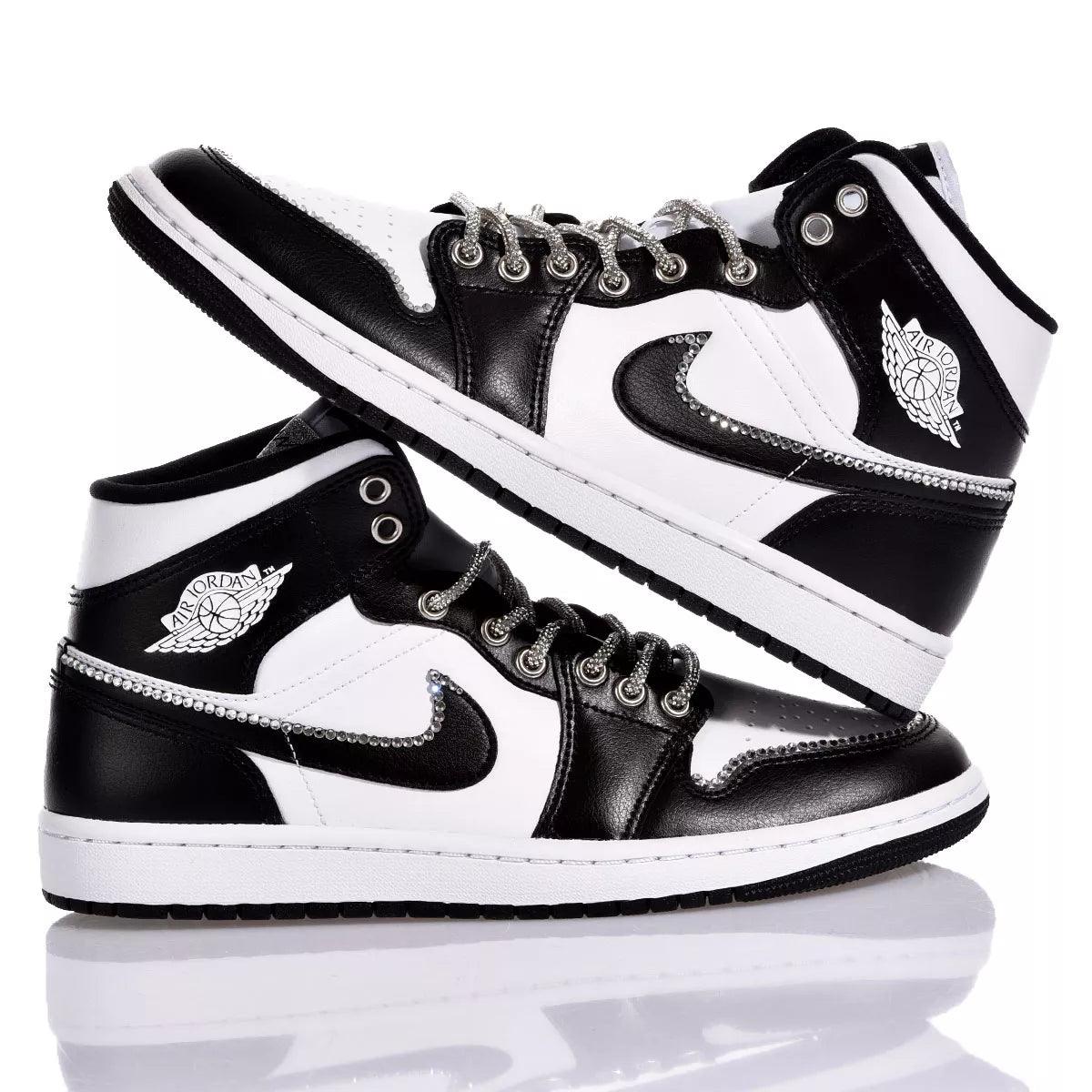 Custom Air Jordan 1 Black White Rhinestone