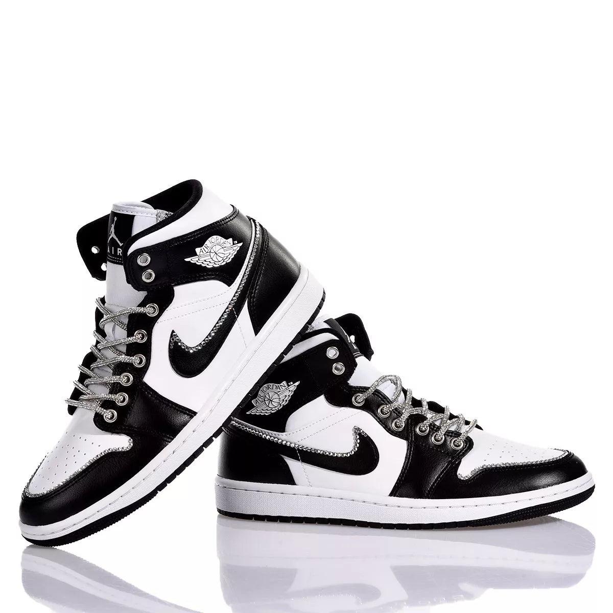 Custom Air Jordan 1 Black White Rhinestone