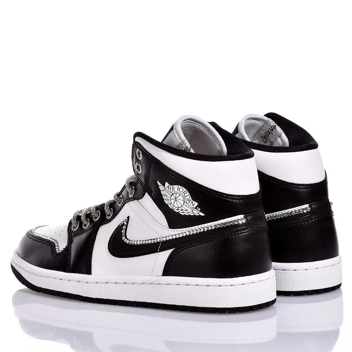 Custom Air Jordan 1 Black White Rhinestone