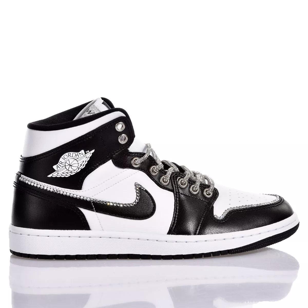 Custom Air Jordan 1 Black White Rhinestone