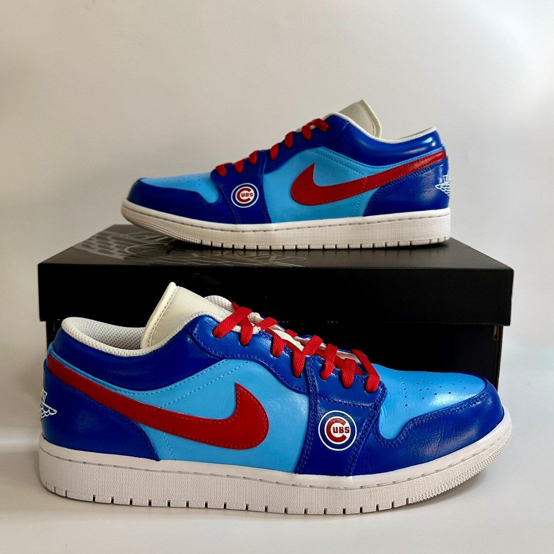 Custom Air Jordan 1 Blue Red Cubs Theme Low