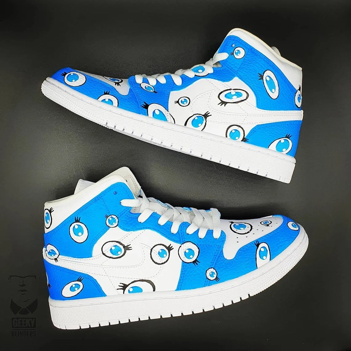 Custom Air Jordan 1 Blue White Eyes