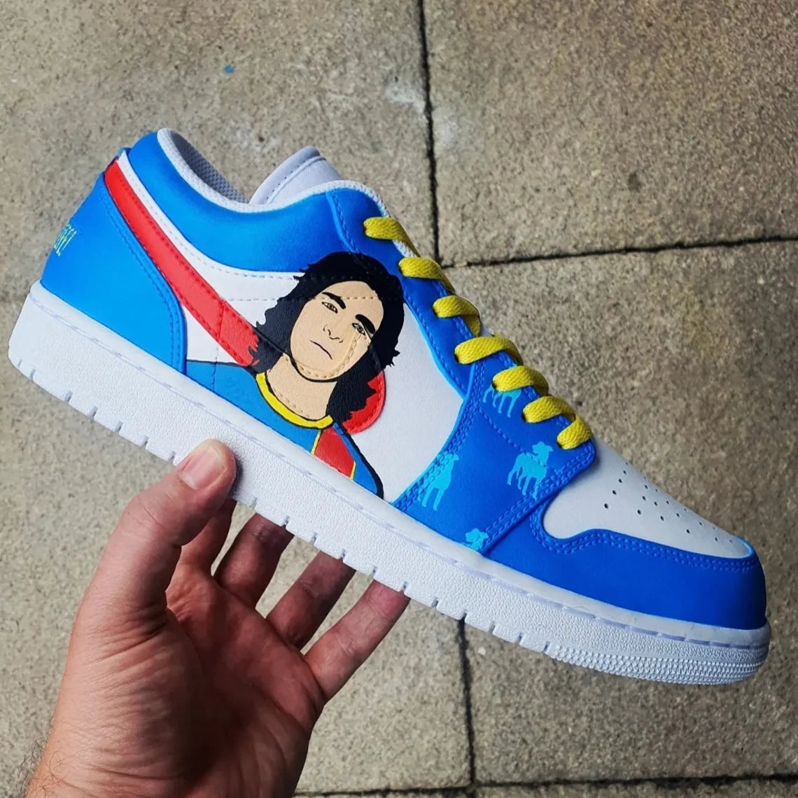 Custom Air Jordan 1 Blue White With Portrait Theme-shecustomize