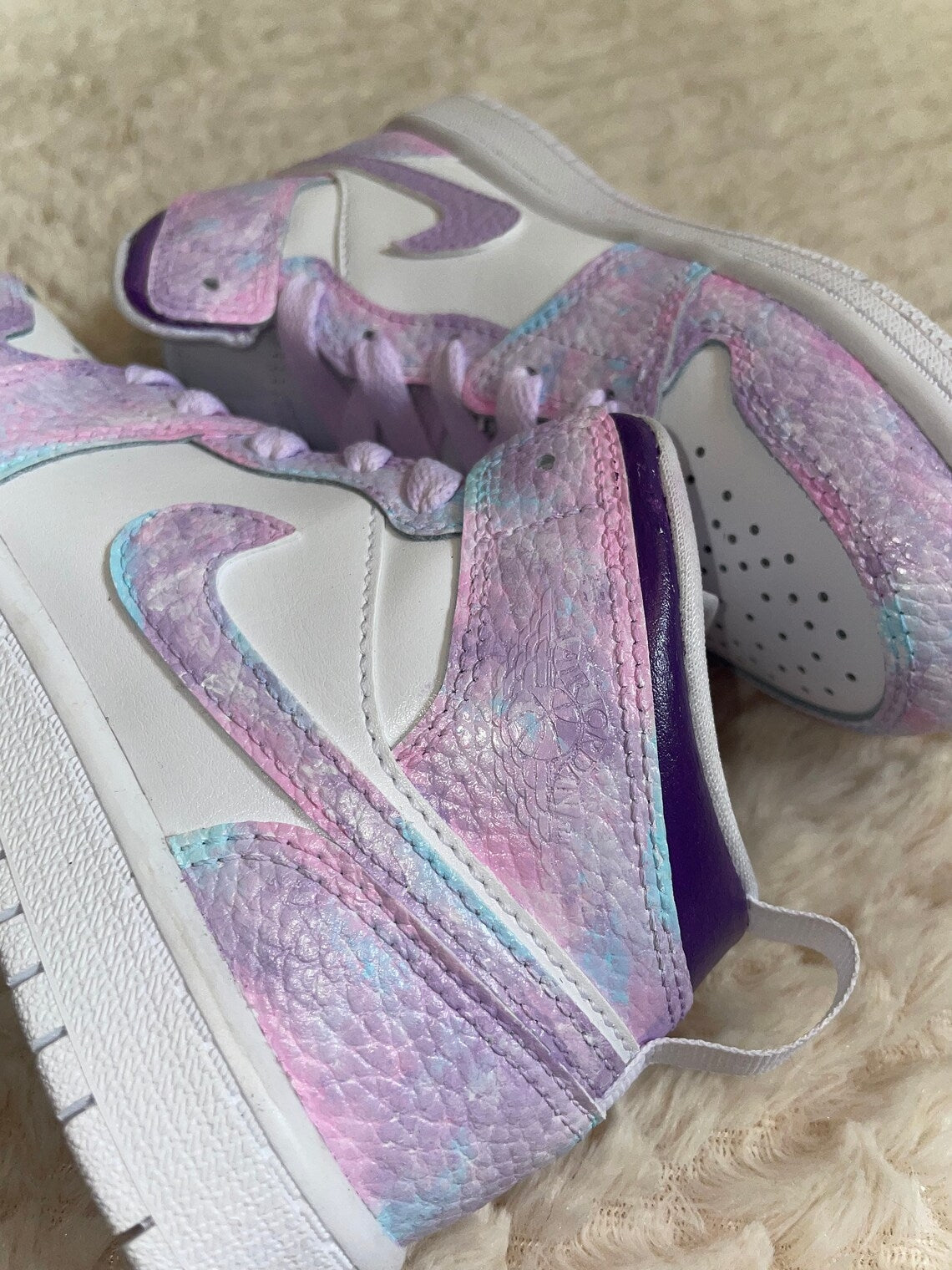 Custom Air Jordan 1 Pink Purple Tie - Dye-shecustomize
