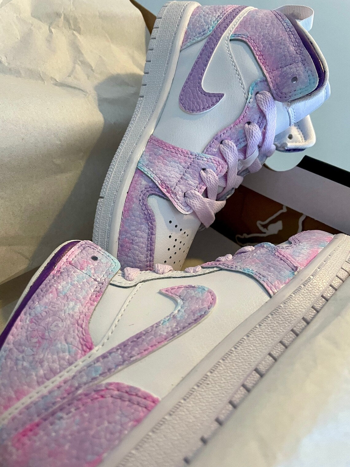 Custom Air Jordan 1 Pink Purple Tie - Dye-shecustomize