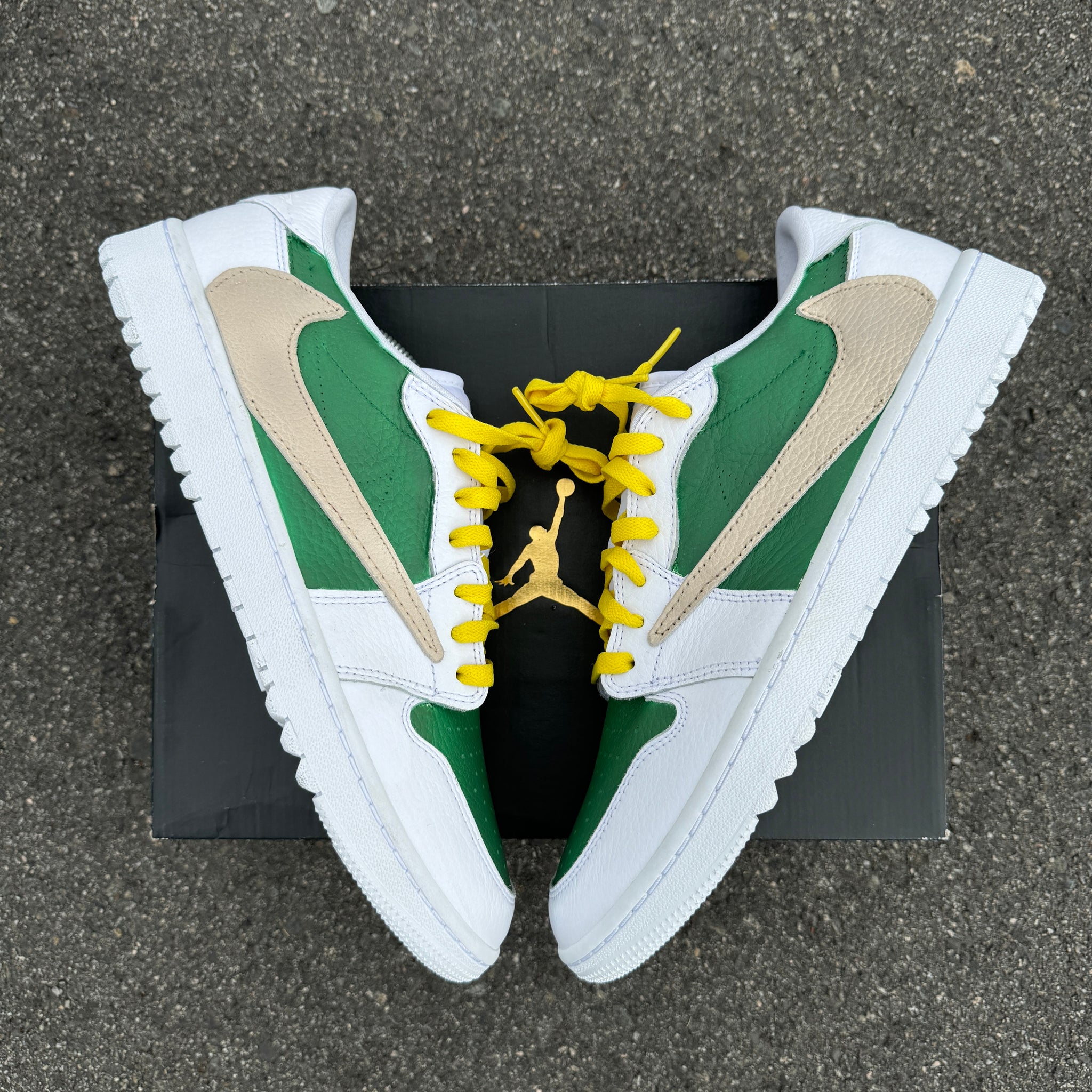 Custom Air Jordan 1 Travis Scott White Green Yellow