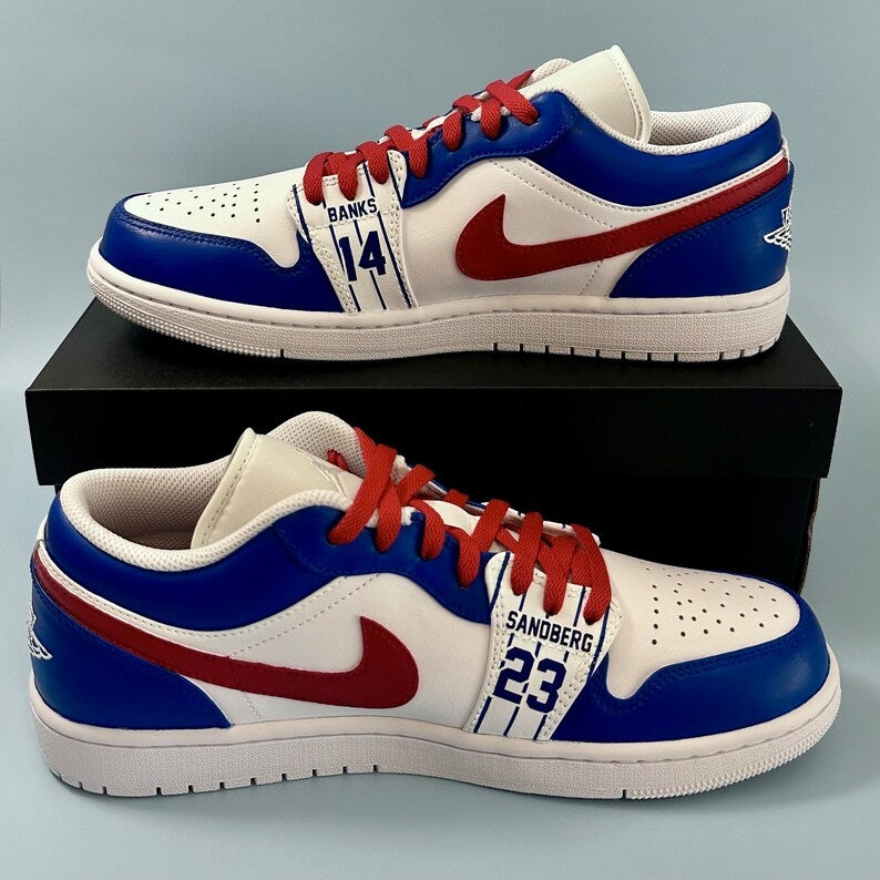 Custom Air Jordan 1 White Blue Red Cubs Theme