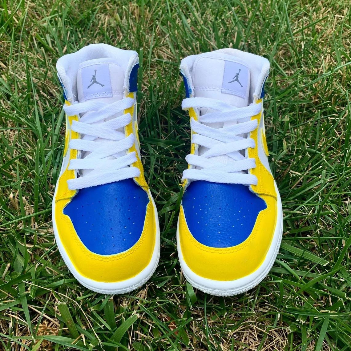 Custom Air Jordan 1 White Blue Yellow Color