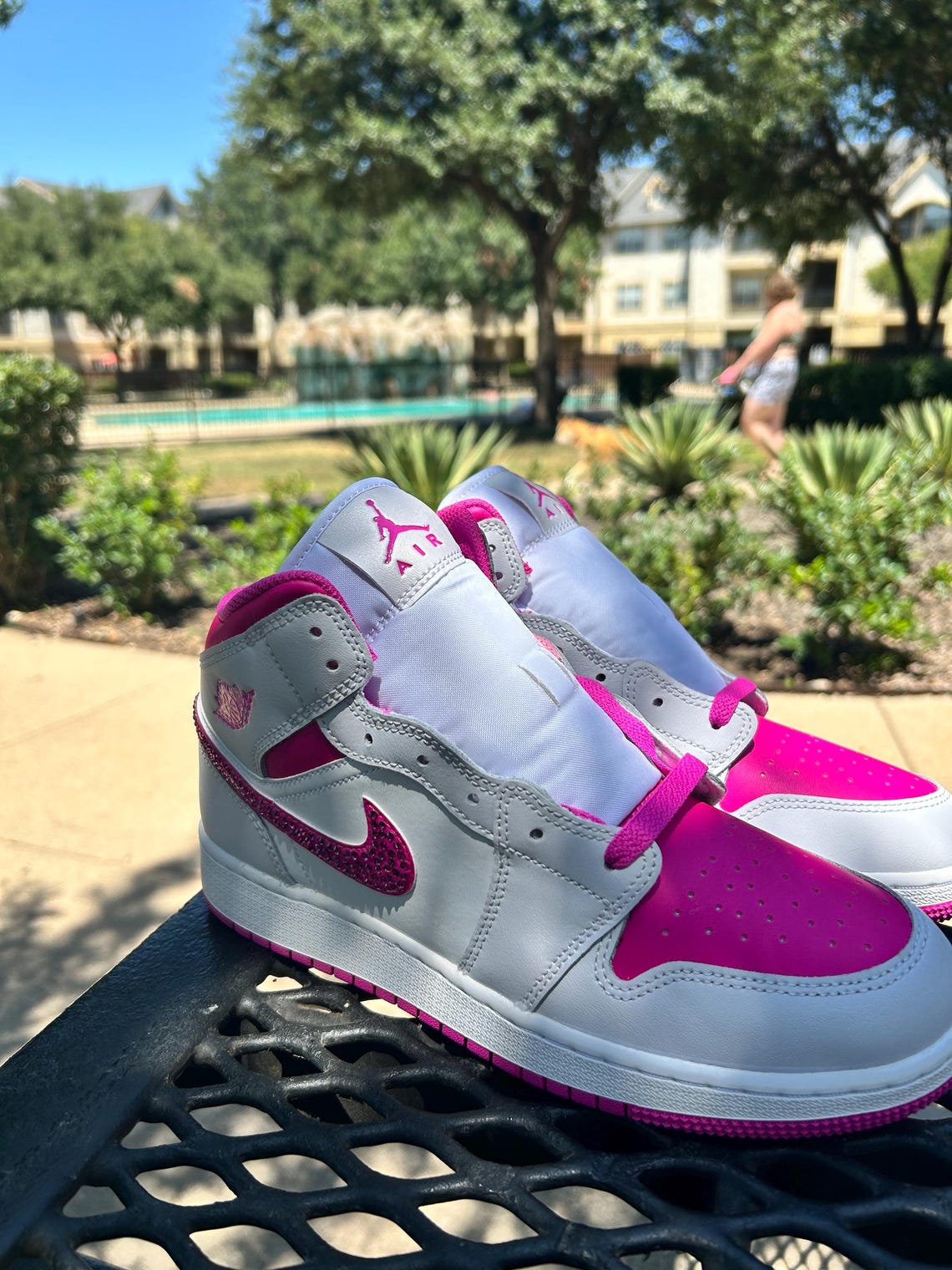 Custom Air Jordan 1 White Pink With Glittery Details