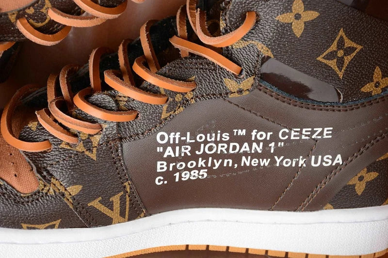 Custom Air Jordans X Travis Scott Brown Orange LV Pattern