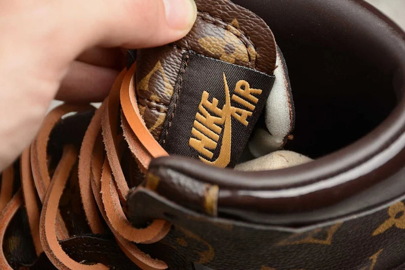 Custom Air Jordans X Travis Scott Brown Orange LV Pattern