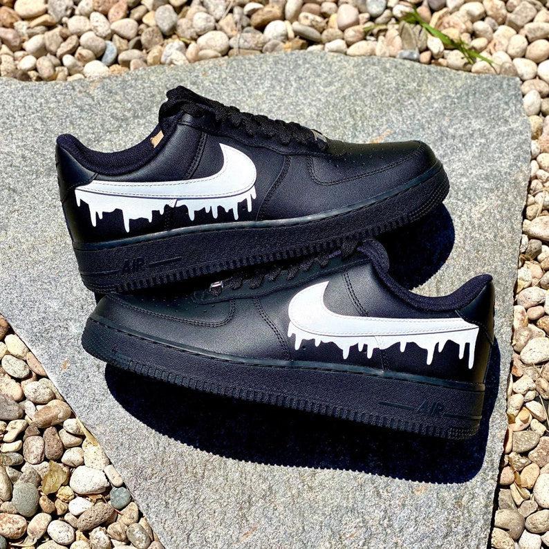 Custom Black and White Nike Drip Air Force 1-shecustomize