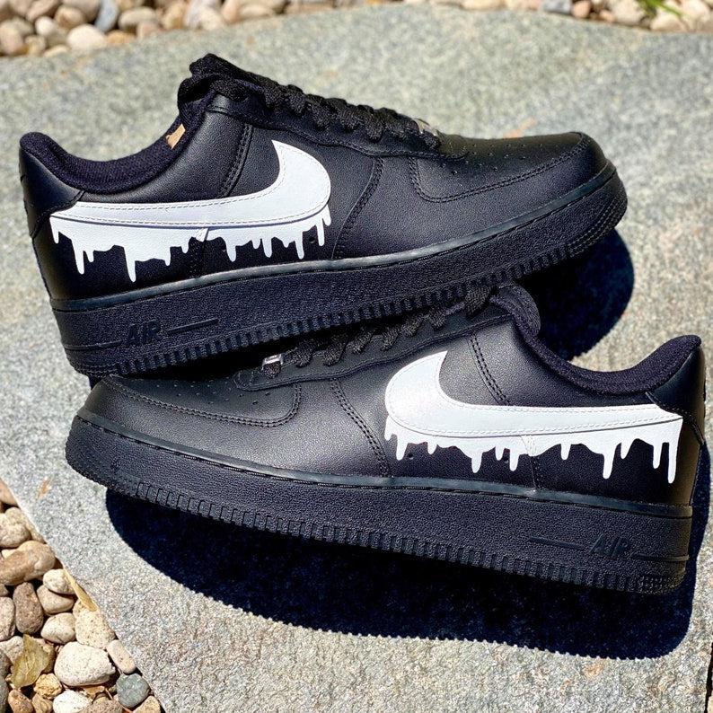 Custom Black and White Nike Drip Air Force 1-shecustomize