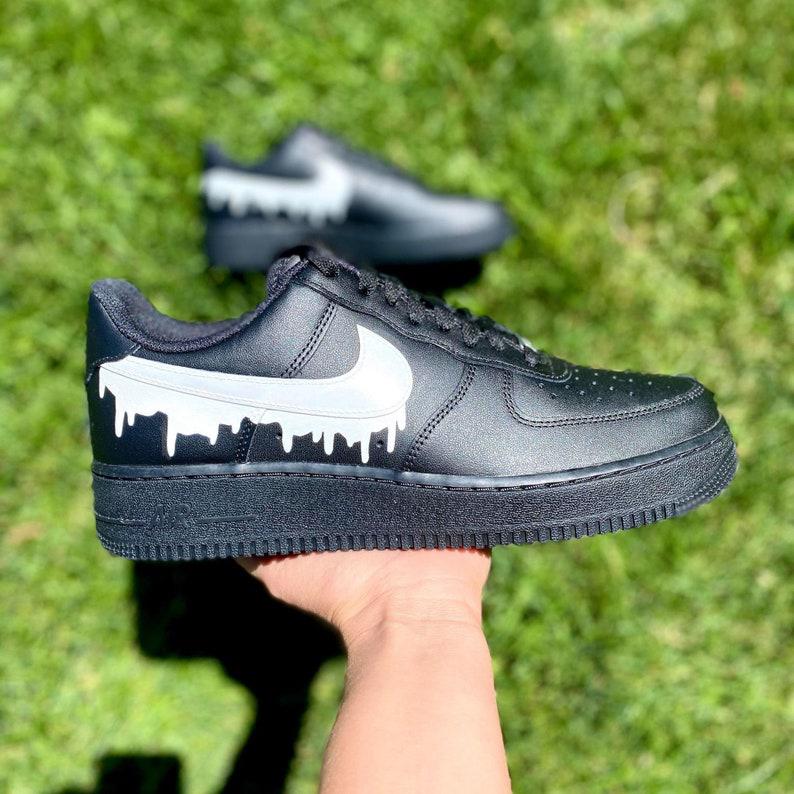 Custom Black and White Nike Drip Air Force 1-shecustomize