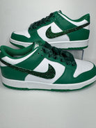 Custom Dunk Green White Rhinestones Satin Laces