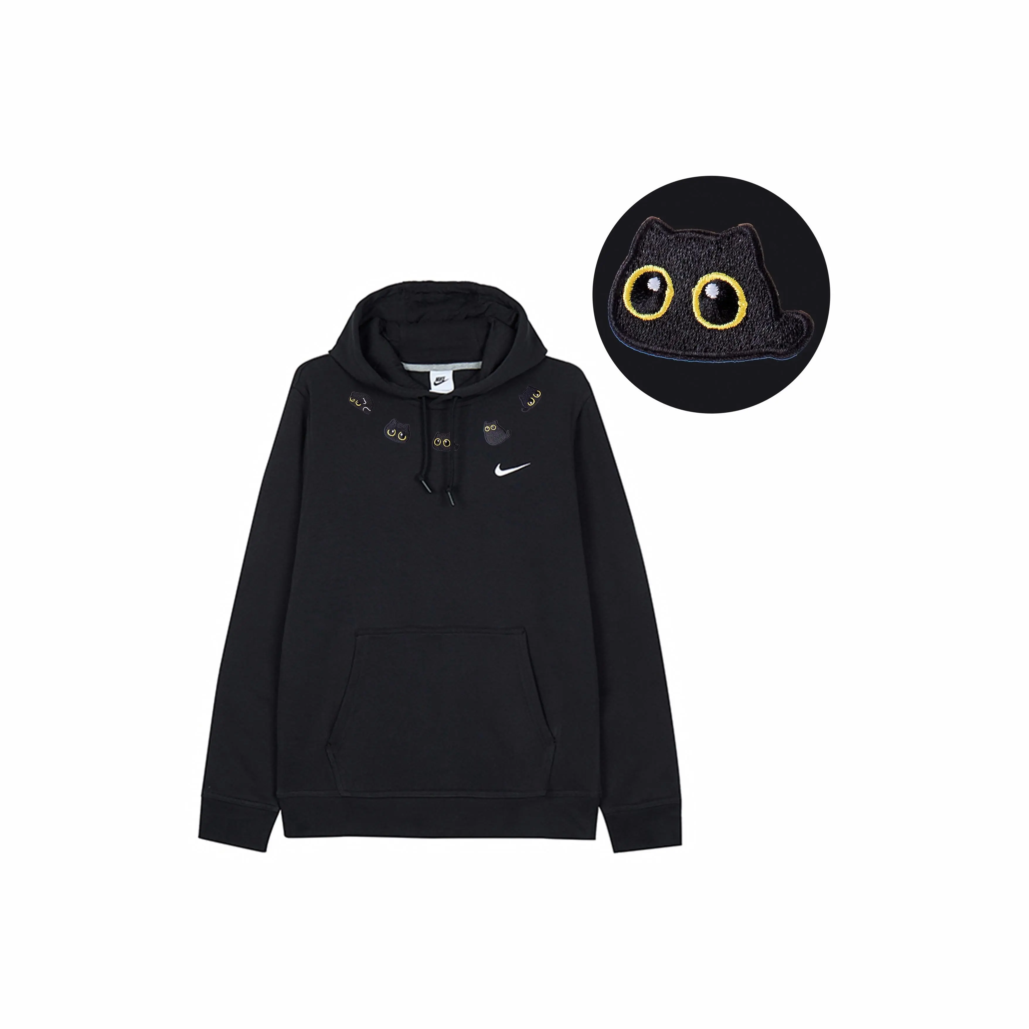 Custom Embroidery Nike Sweatshirt Black Cat