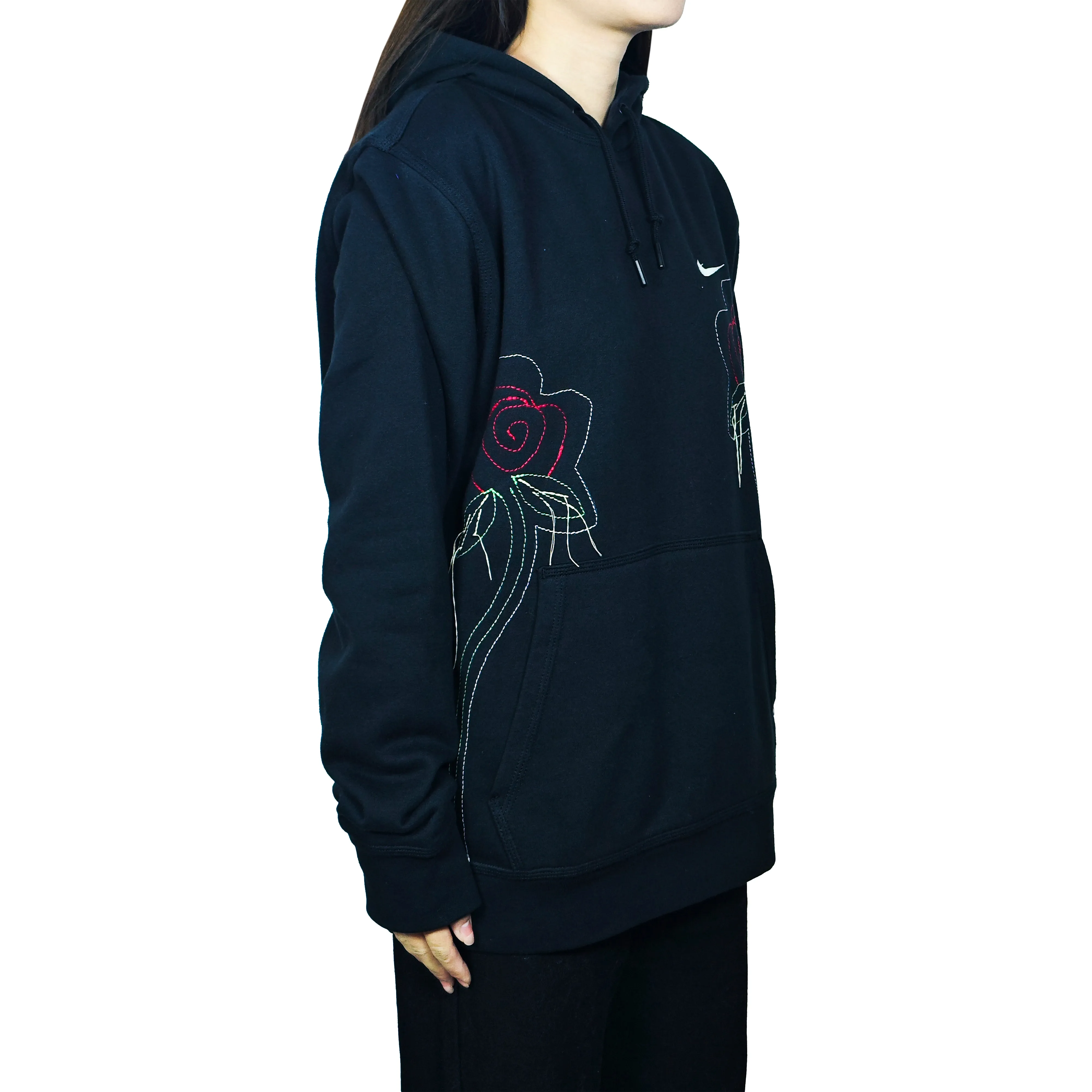 Custom Embroidery Nike Sweatshirt Black Rose Design
