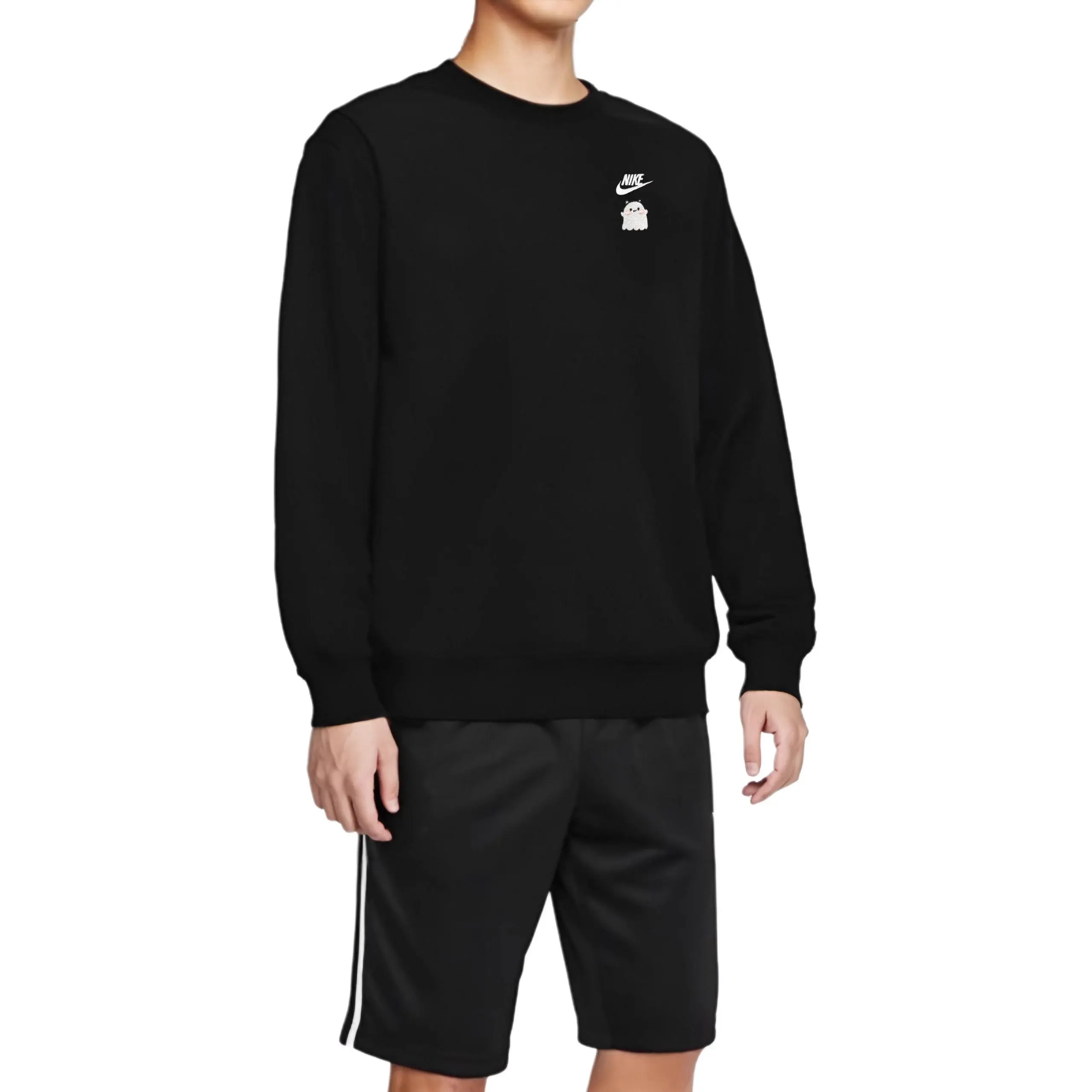 Custom Embroidery Nike Sweatshirt Black With Cute Ghost Design
