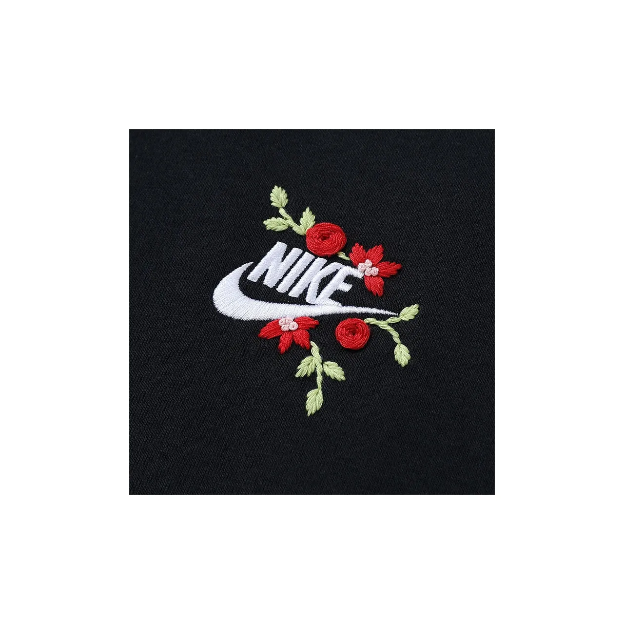 Custom Embroidery Nike Sweatshirt Black With Red Rose