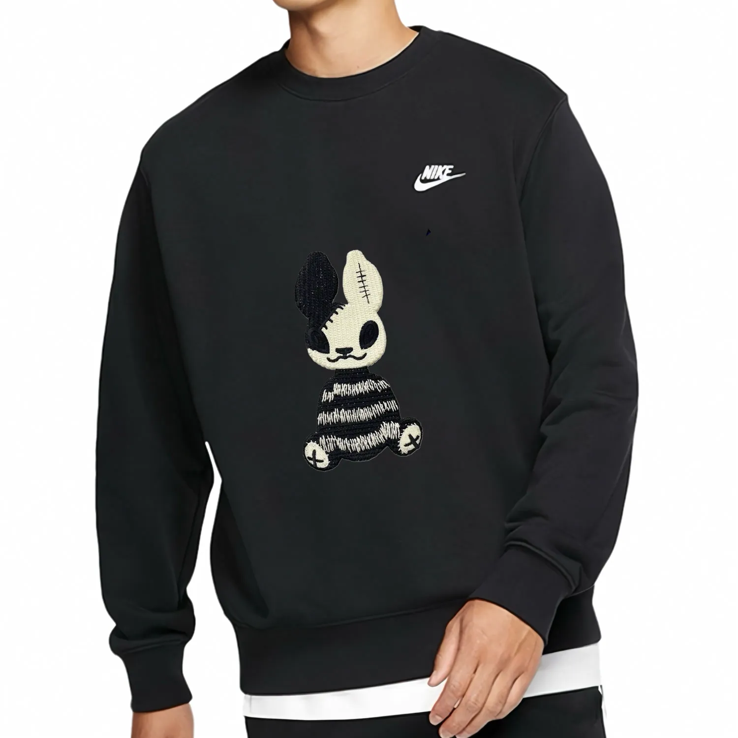 Custom Embroidery Nike Sweatshirt With Black Bunny Motif