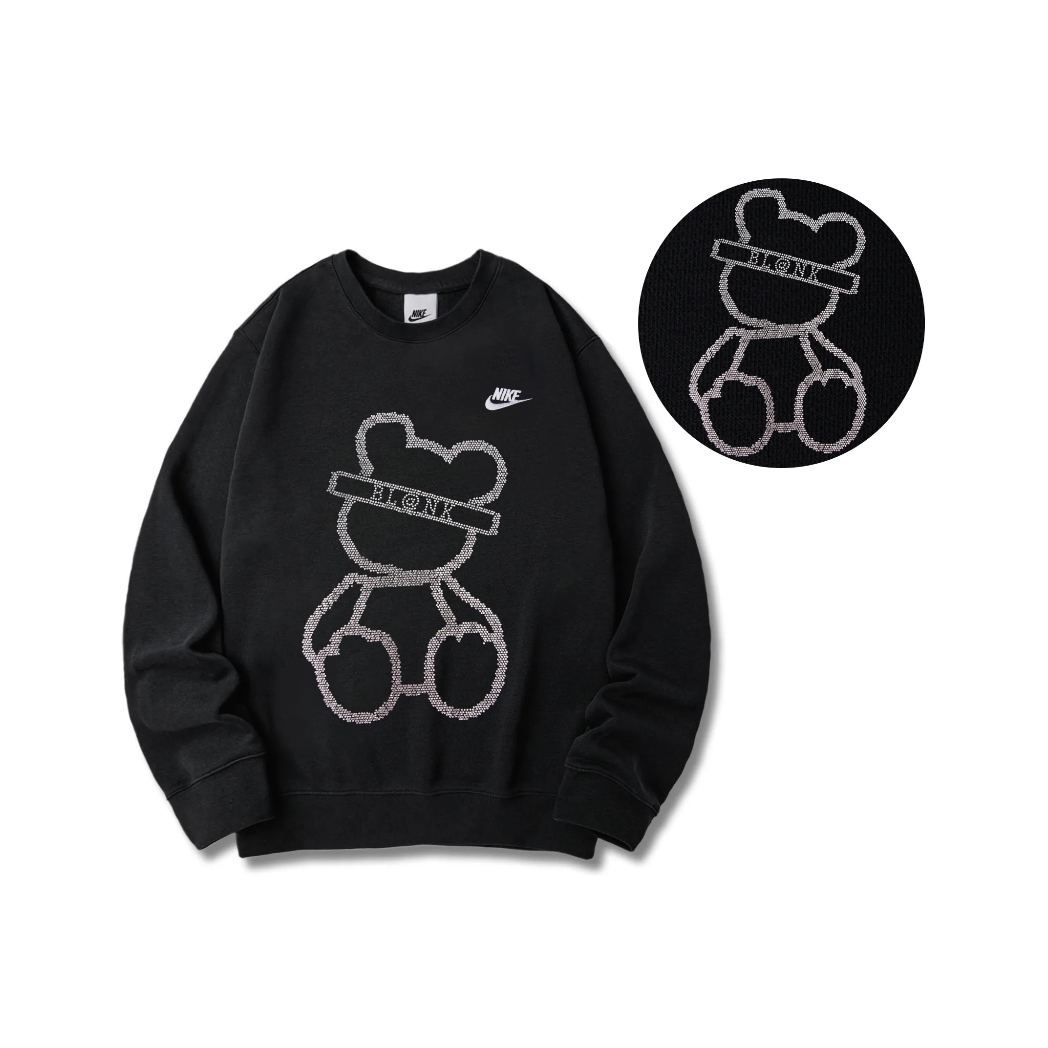 Custom Nike Sweatshirt Black Bear Pattern