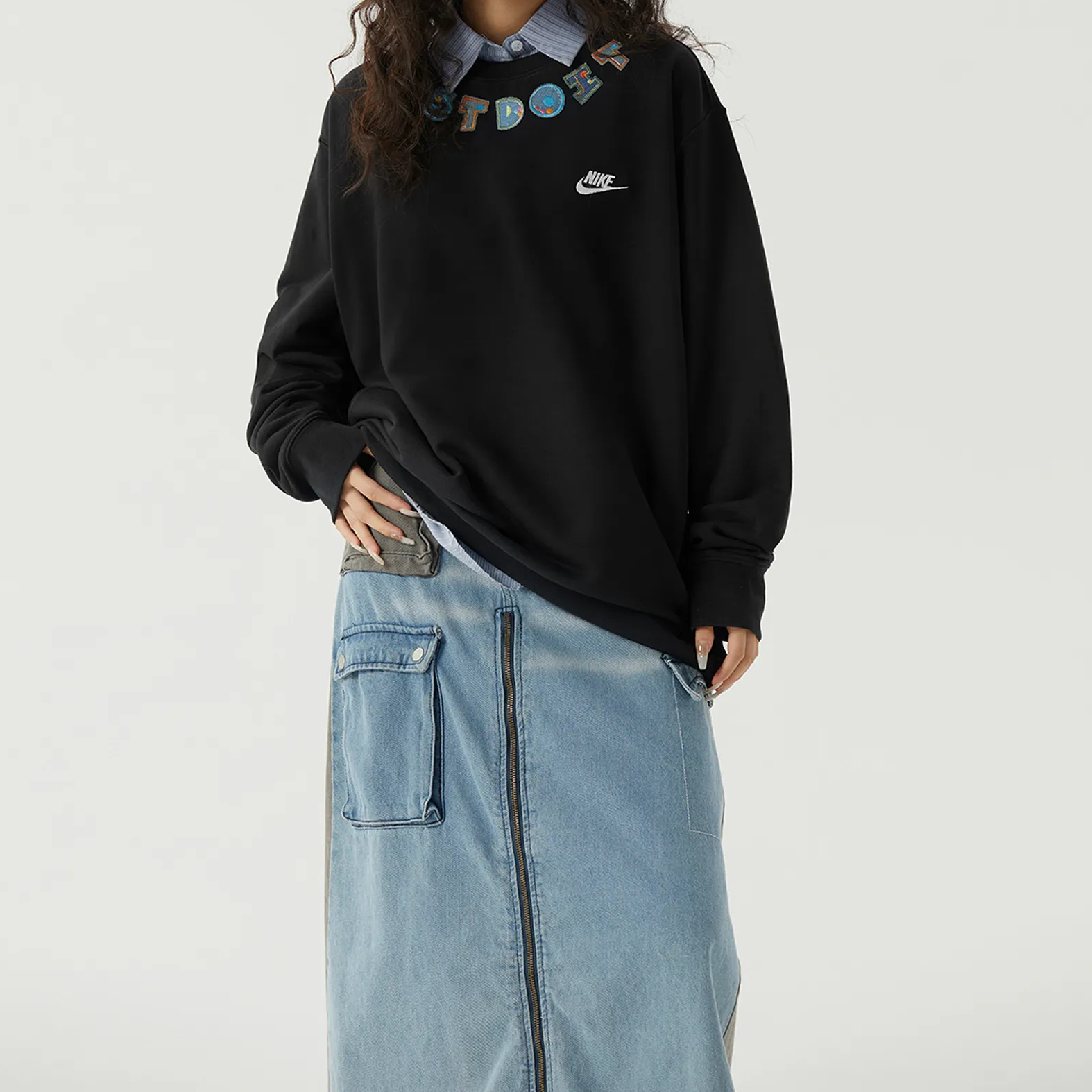 Custom Nike Sweatshirt Black Colorful Just Do It Design