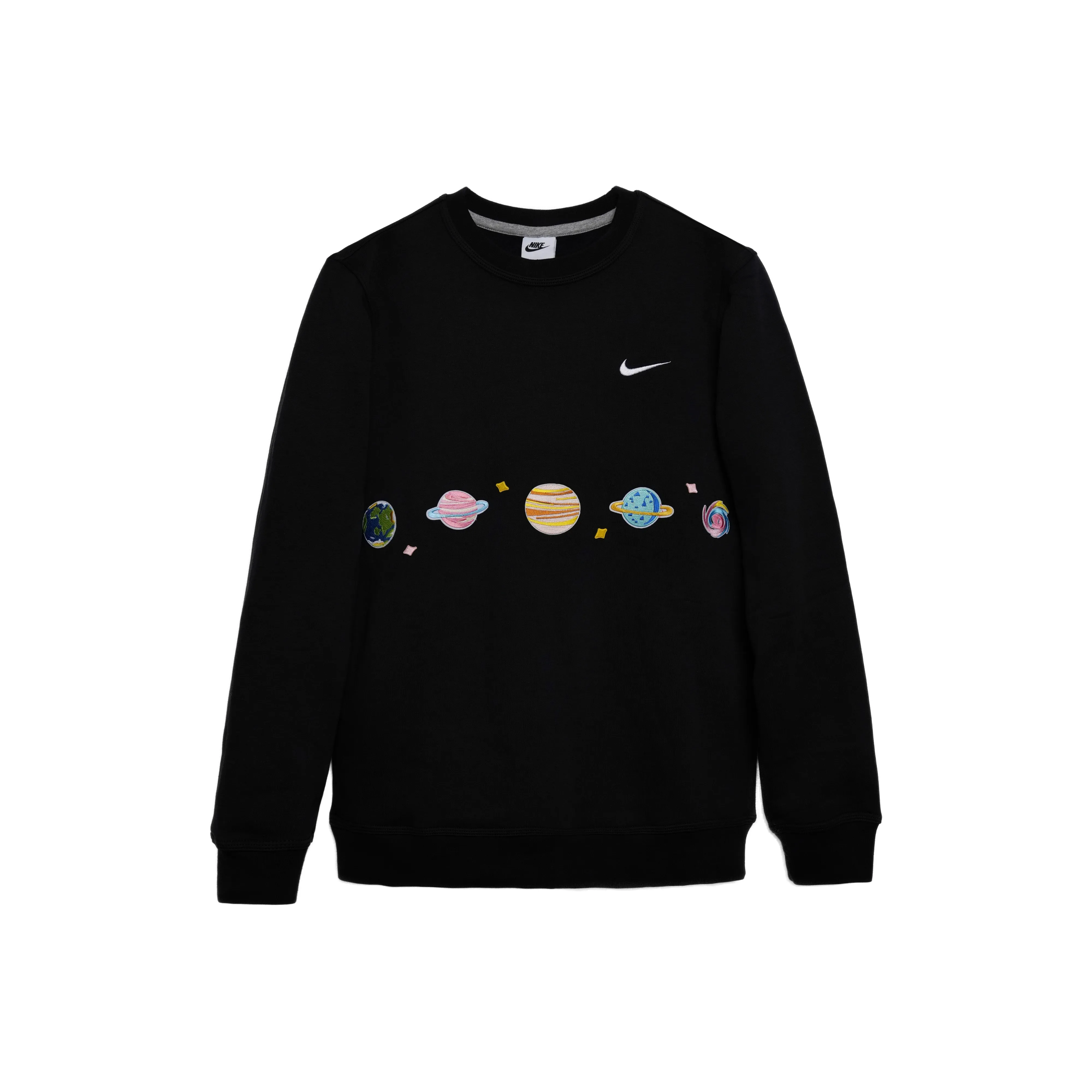 Custom Nike Sweatshirt Black Colorful Planets Design