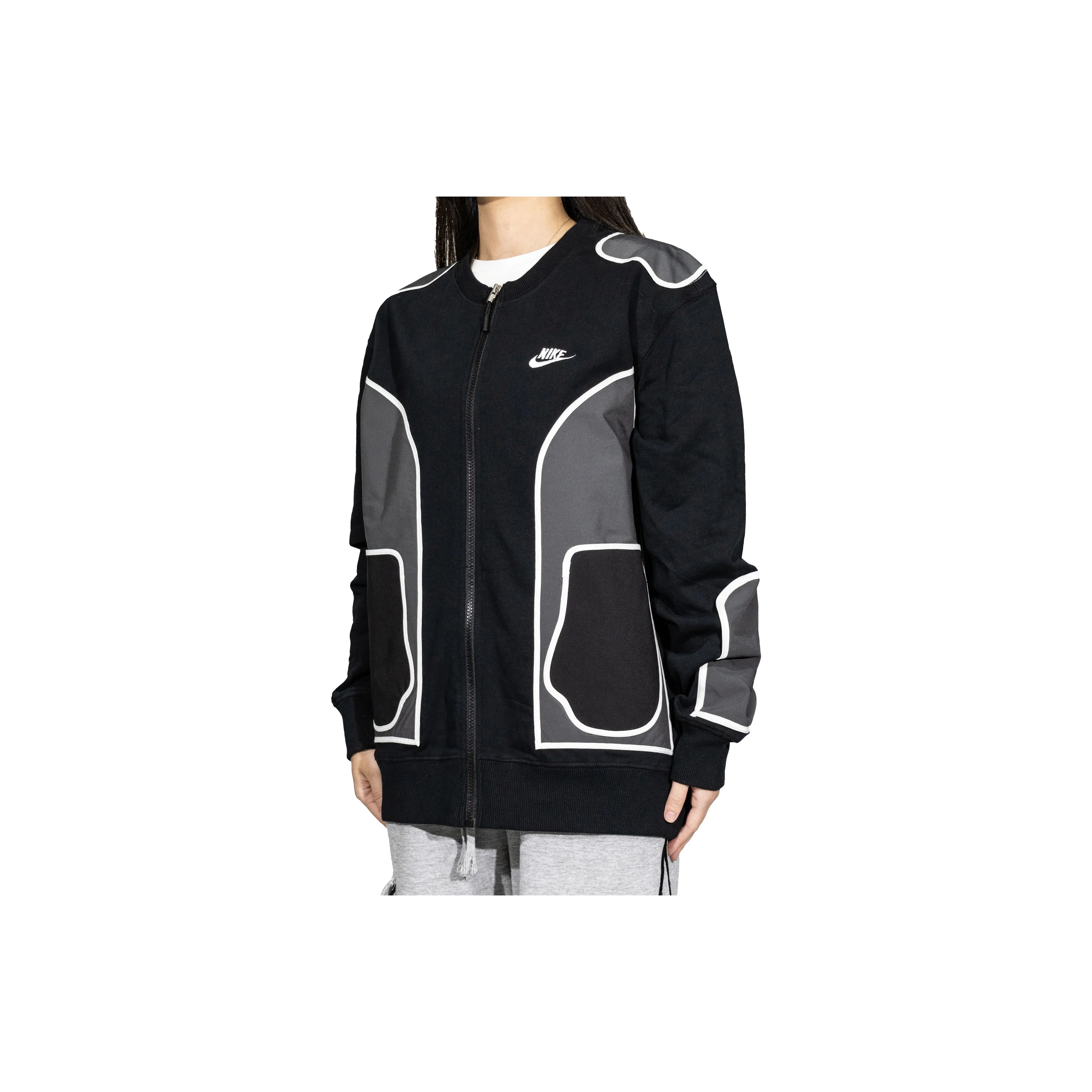 Custom Nike Sweatshirt Black Gray With White Outline Pattern