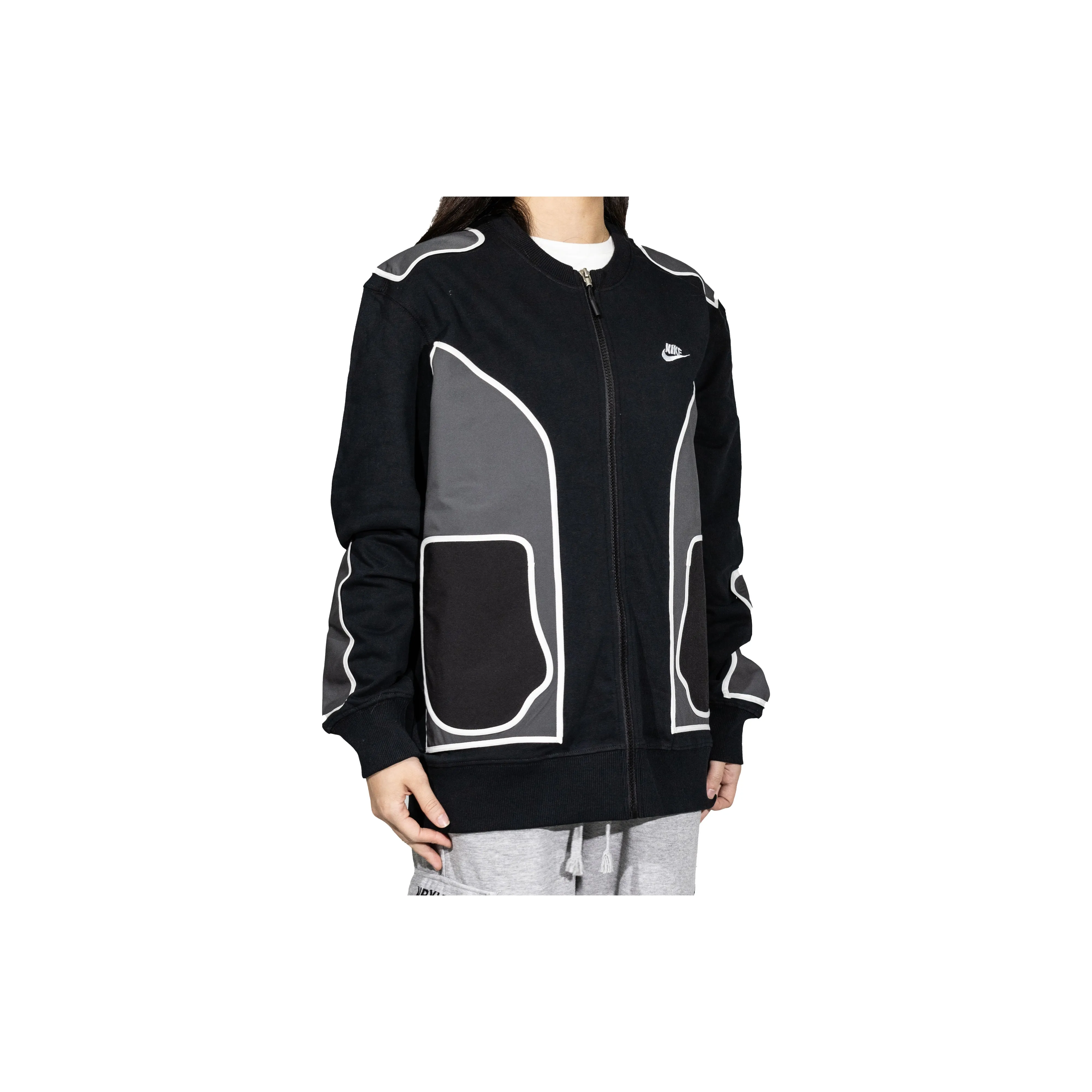 Custom Nike Sweatshirt Black Gray With White Outline Pattern