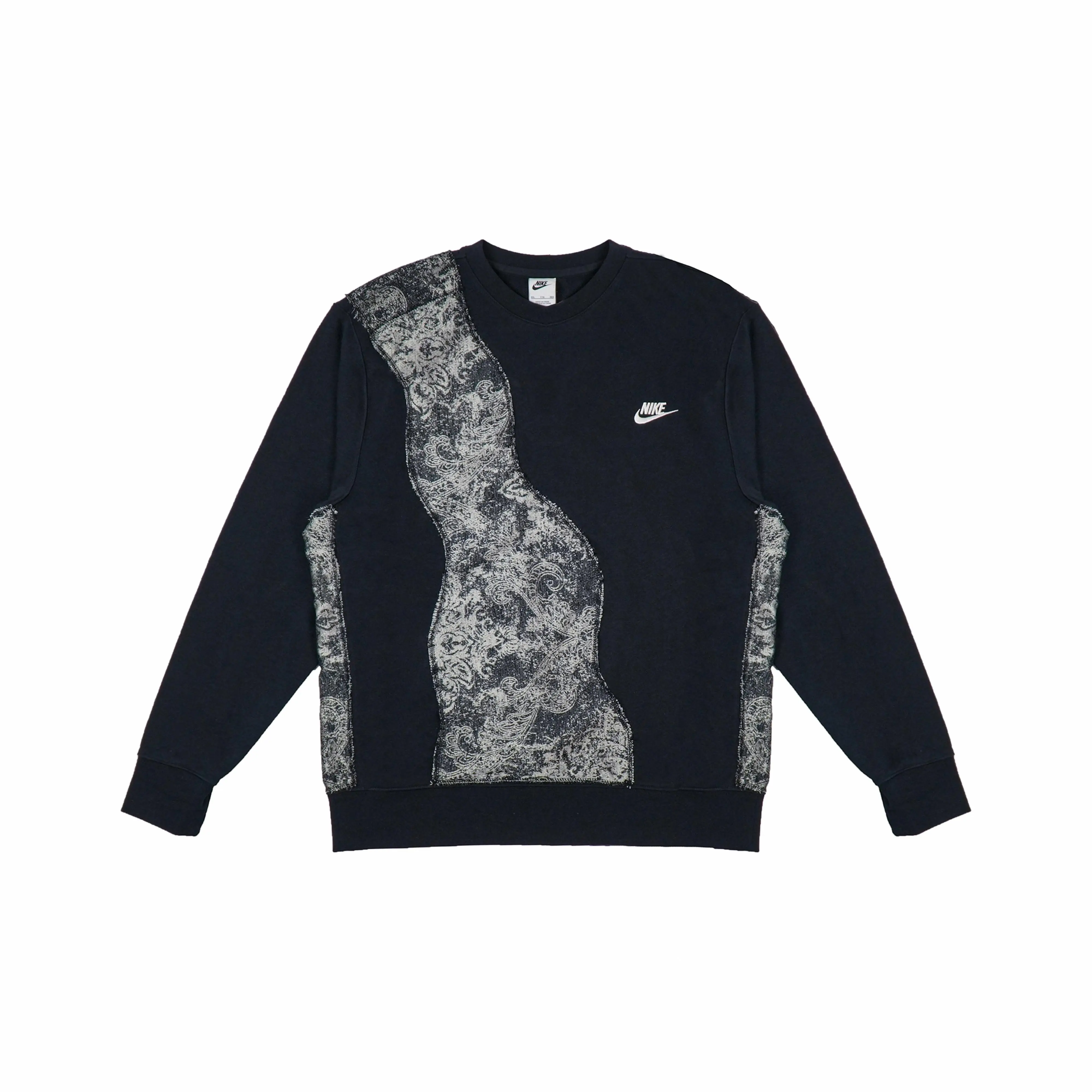 Custom Nike Sweatshirt Black Grey Paisley Pattern