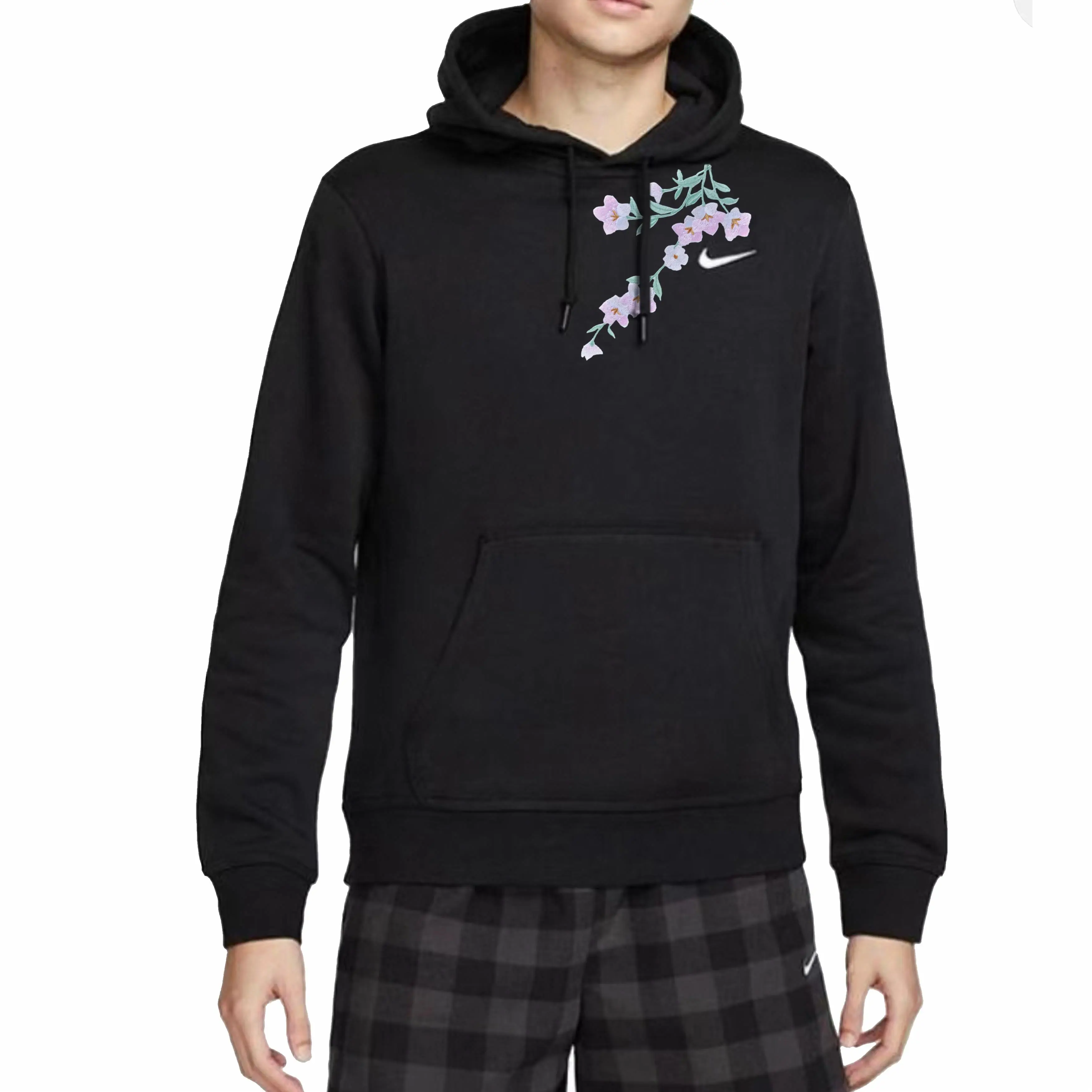 Custom Nike Sweatshirt Black Light Purple Floral Design