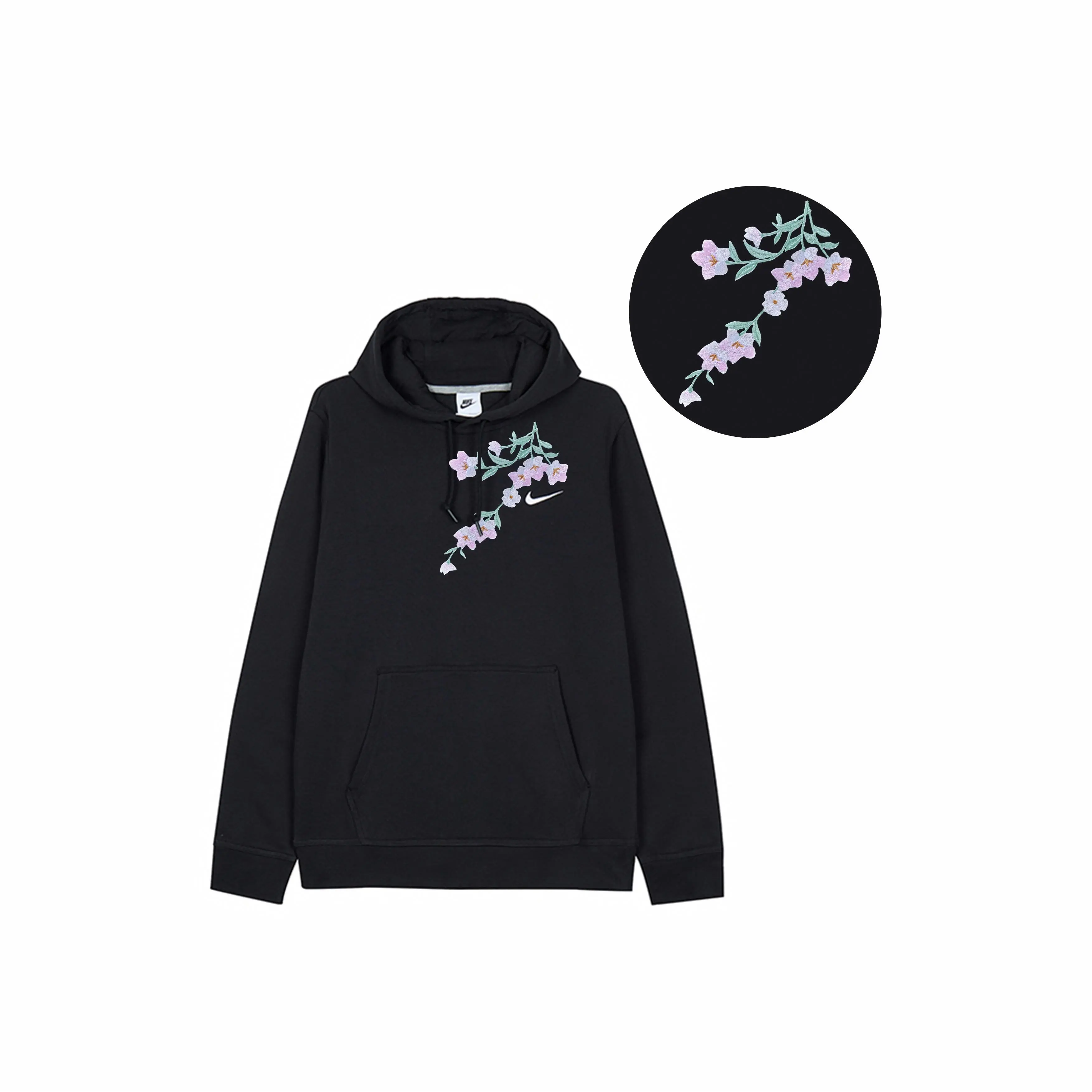 Custom Nike Sweatshirt Black Light Purple Floral Design