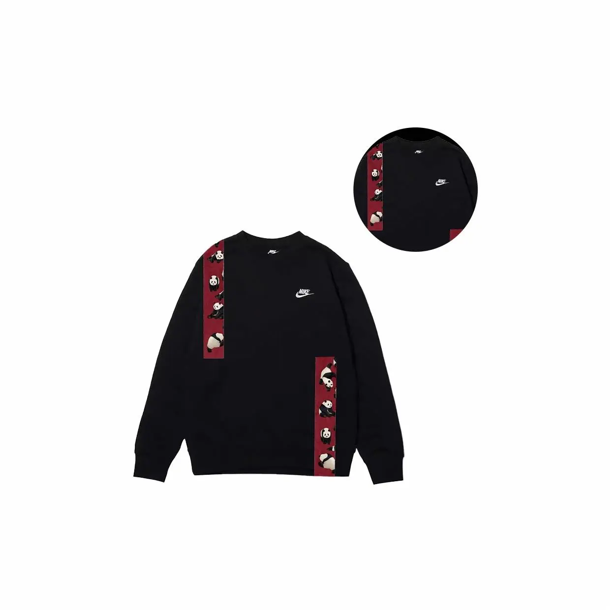 Custom Nike Sweatshirt Black Red With PAnda Pattern