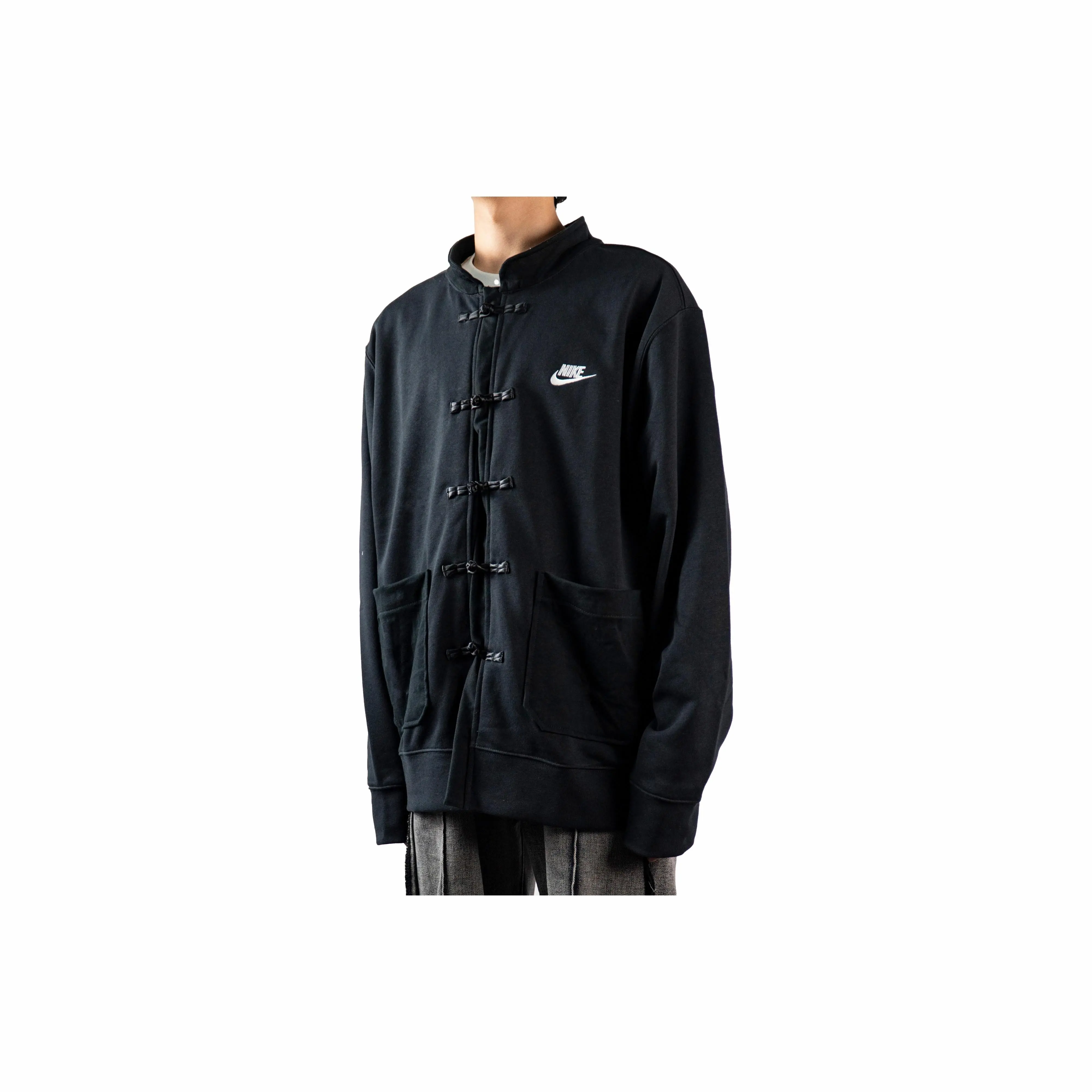 Custom Nike Sweatshirt Black With Chinese Knot Buttons