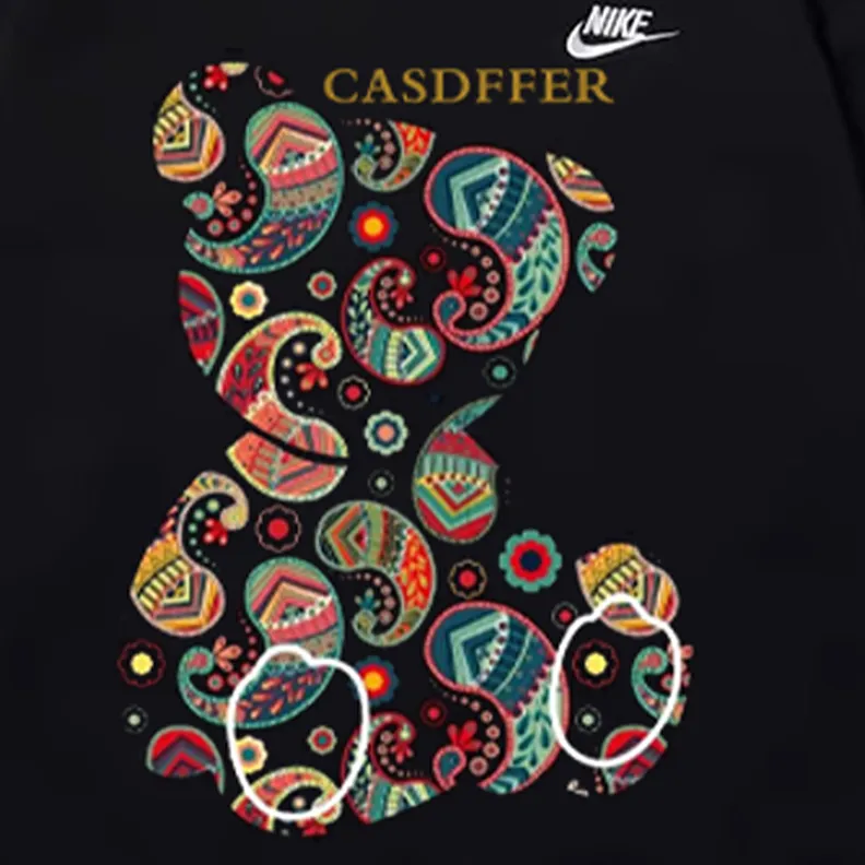 Custom Nike Sweatshirt Black With Colorful Paisley Bear Design