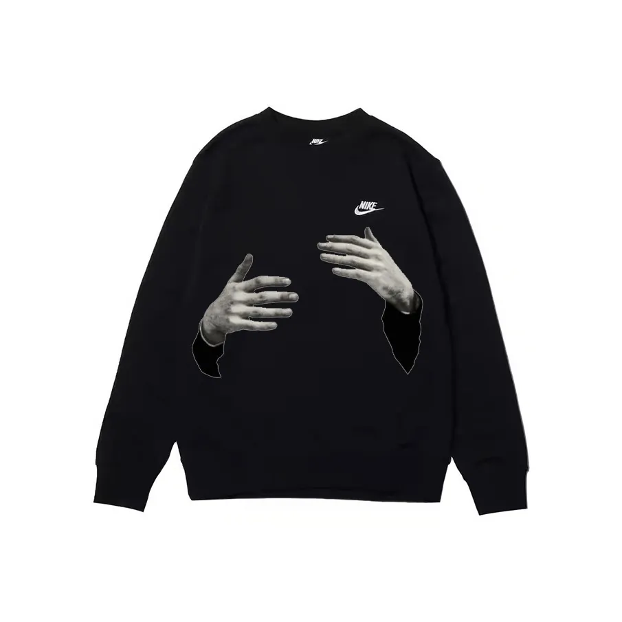 Custom Nike Sweatshirt Black With HAnd Pattern