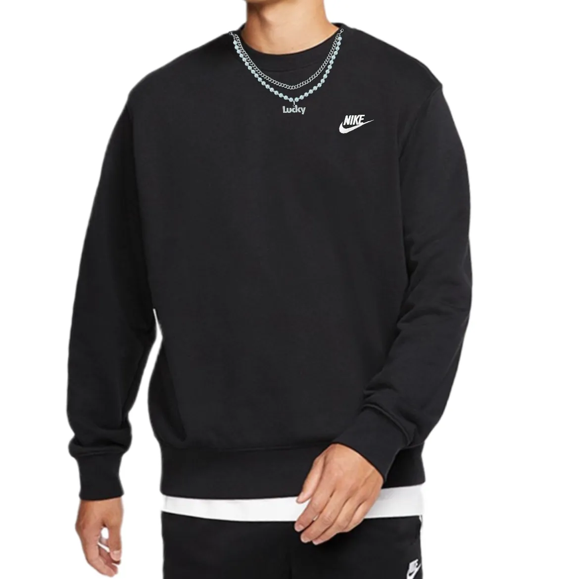 Custom Nike Sweatshirt Black With Metal Chain