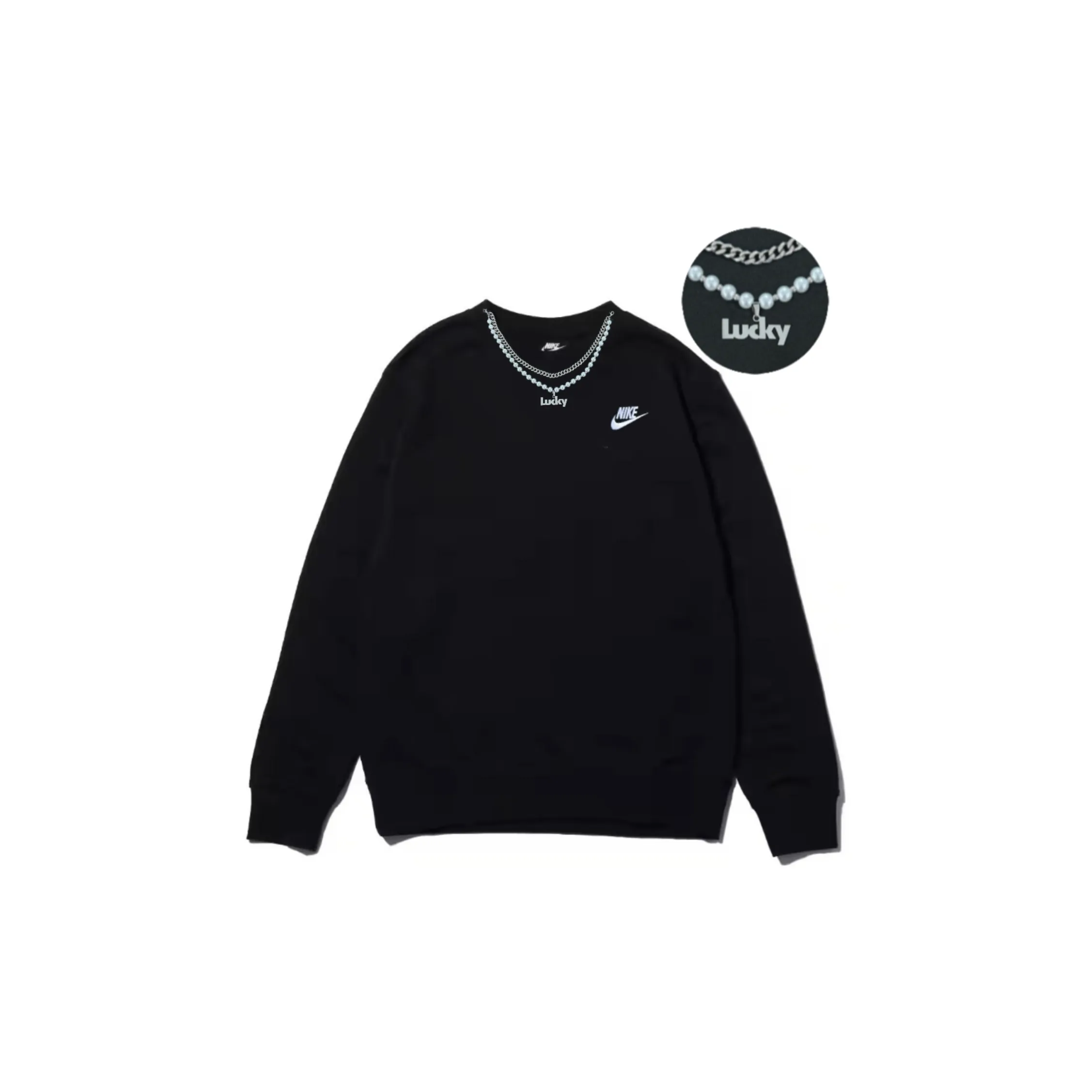 Custom Nike Sweatshirt Black With Metal Chain