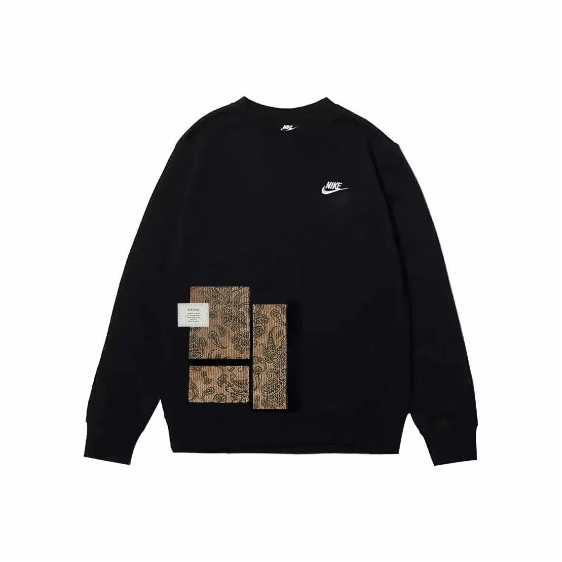 Custom Nike Sweatshirt Black With Paisley Pattern