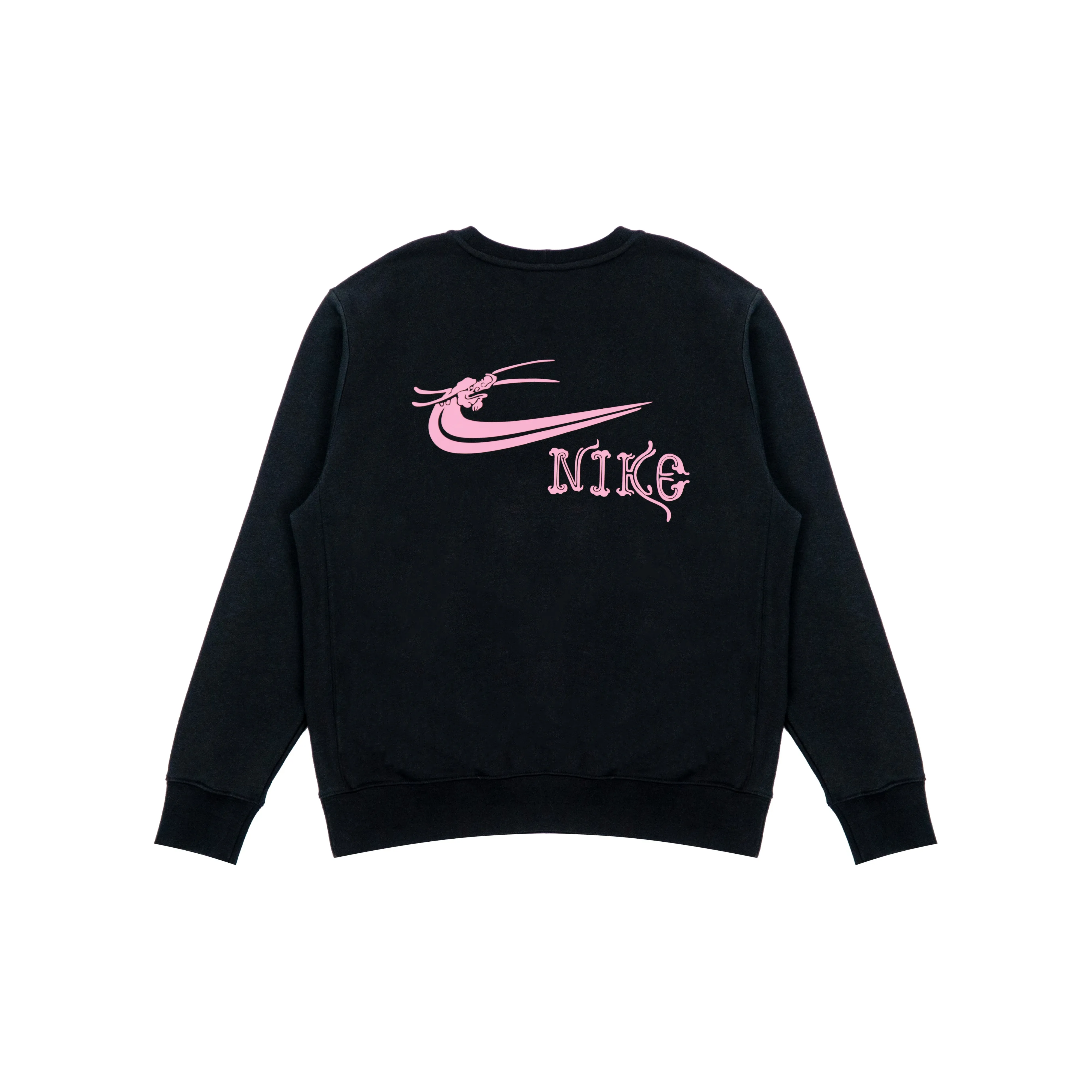 Custom Nike Sweatshirt Black With Pink Logo