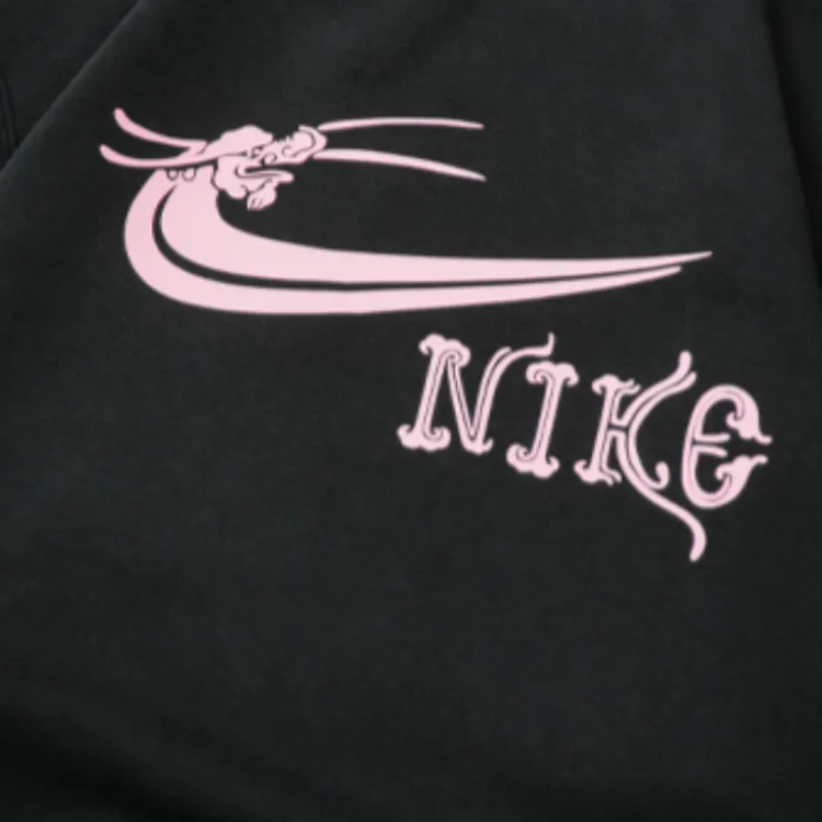 Custom Nike Sweatshirt Black With Pink Logo