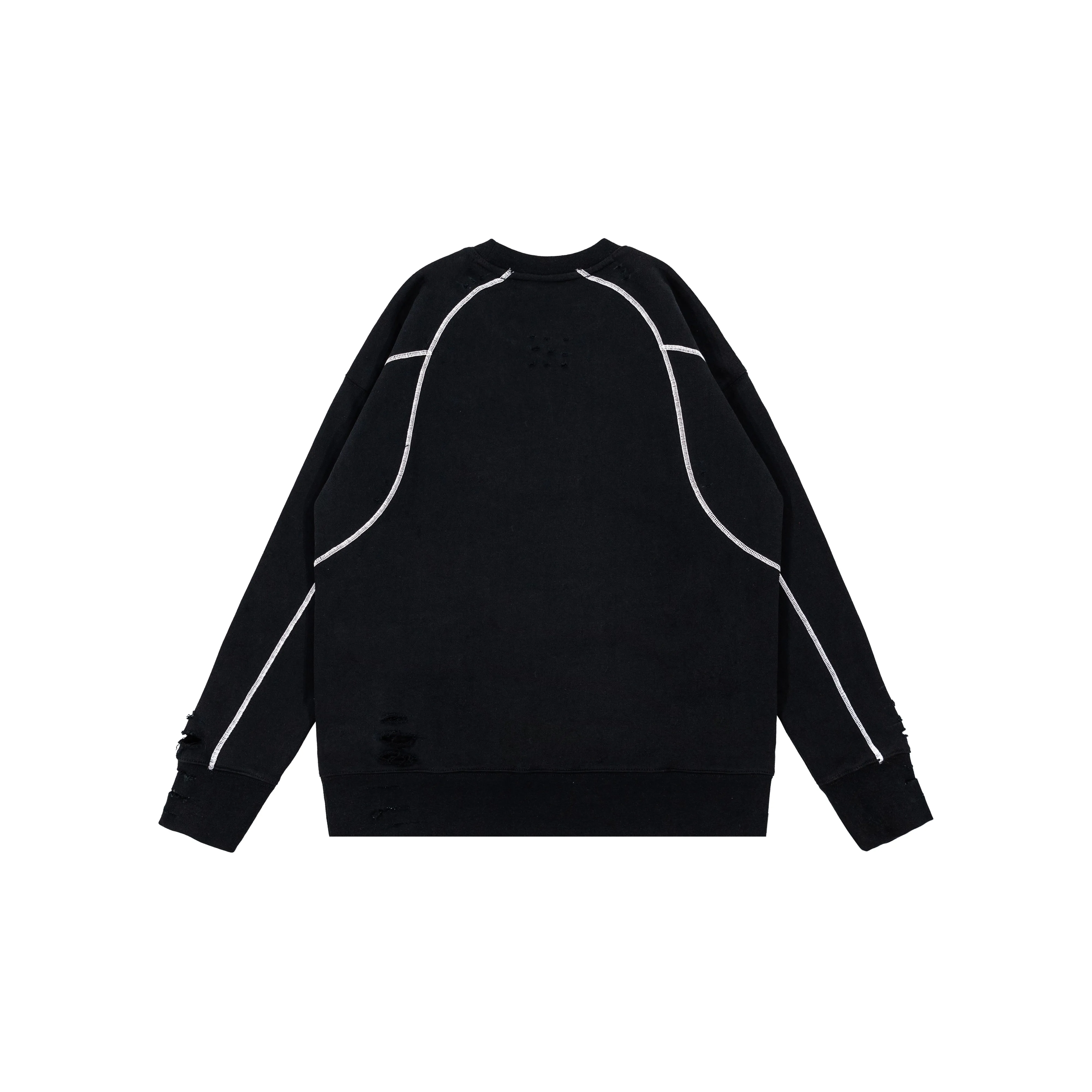 Custom Nike Sweatshirt Black With Ripped Details And White Stitching