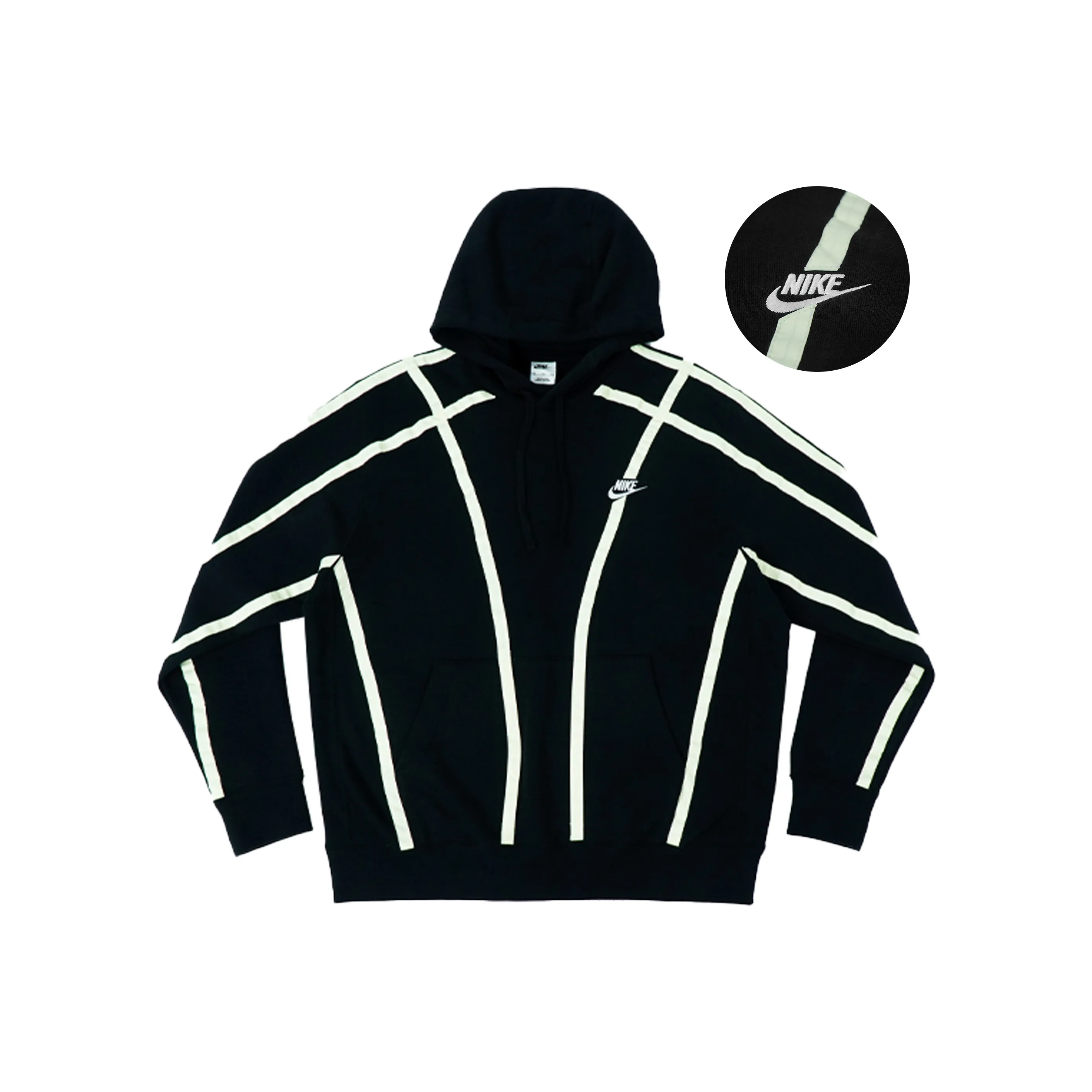 Custom Nike Sweatshirt Black With White Stripes