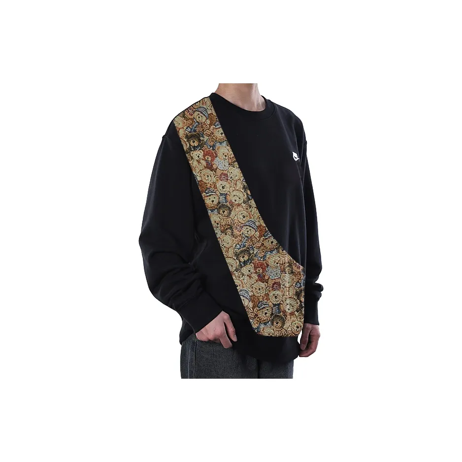 Custom Nike Sweatshirt Brown Teddy Bear Pattern Black