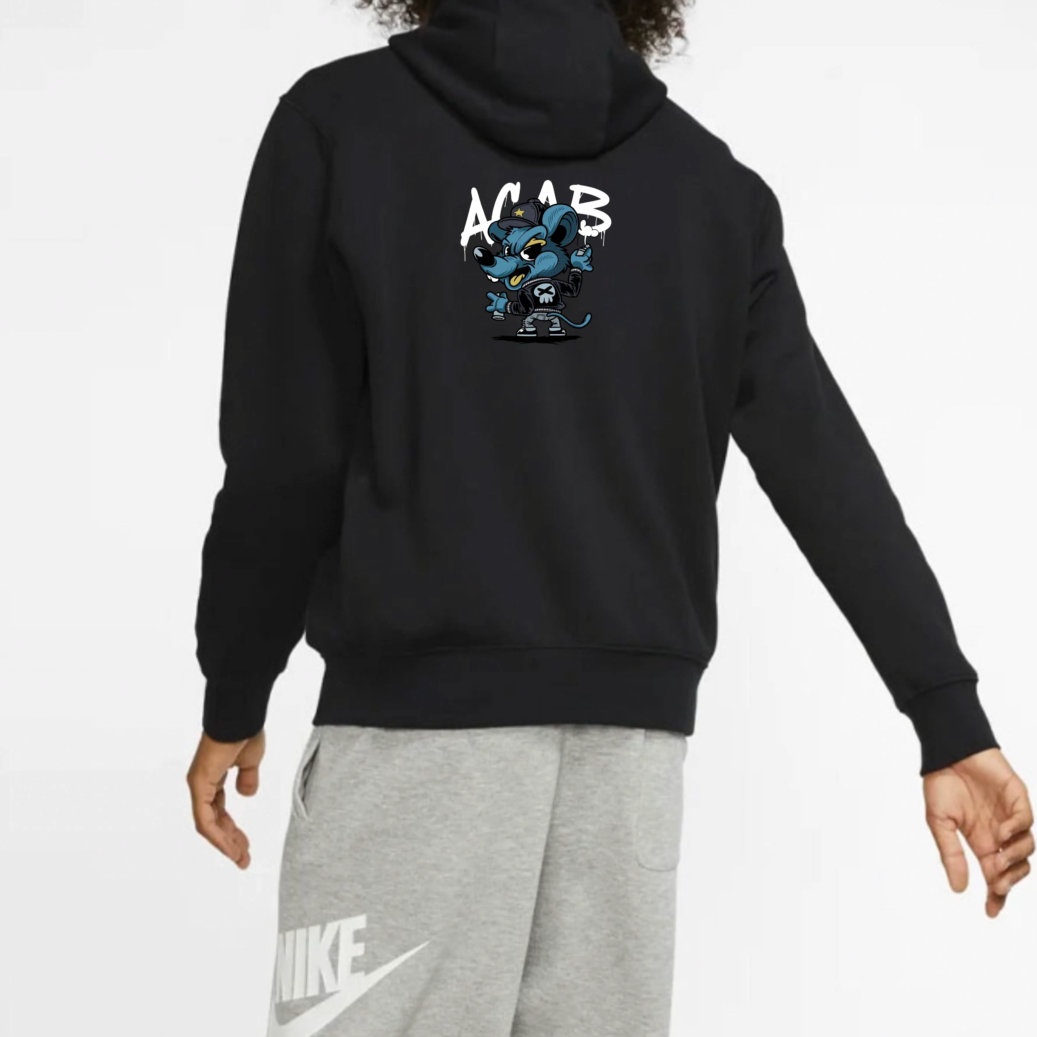 Custom Nike Sweatshirt Featuring Blue Cartoon Rat