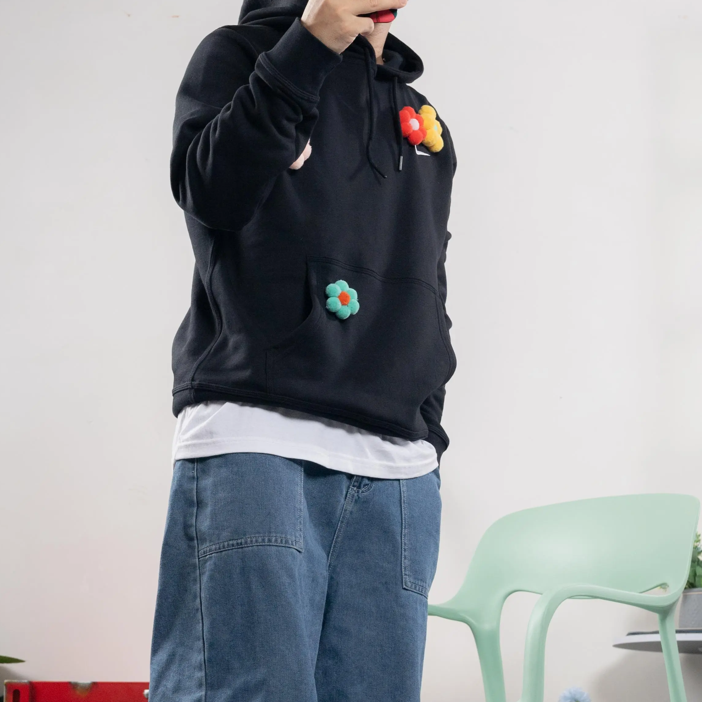 Custom Nike Sweatshirt Floral Design Black